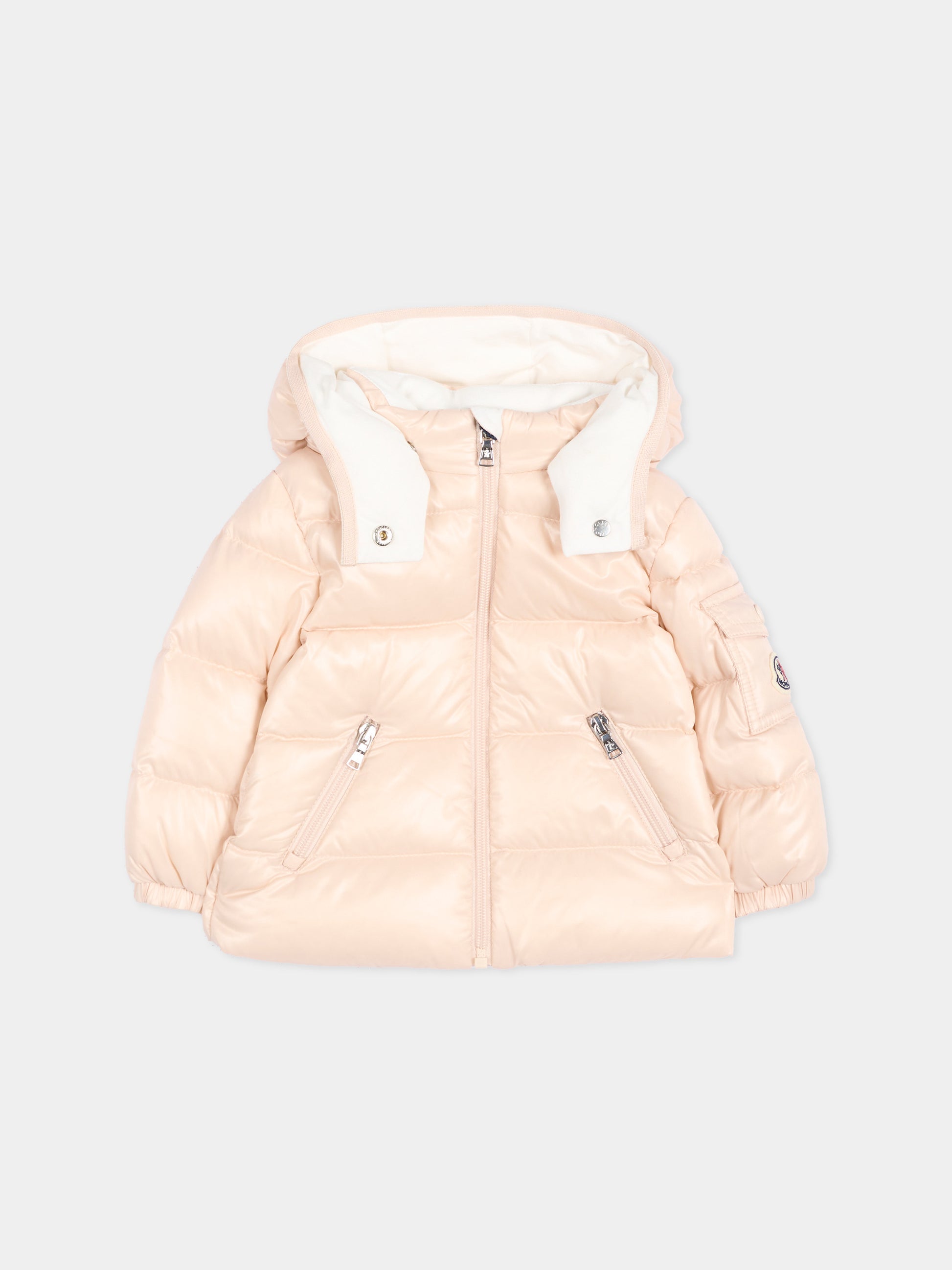 Piumino rosa Bady per neonata con logo,Moncler Kids,L2951 1A00023 597Z8 529