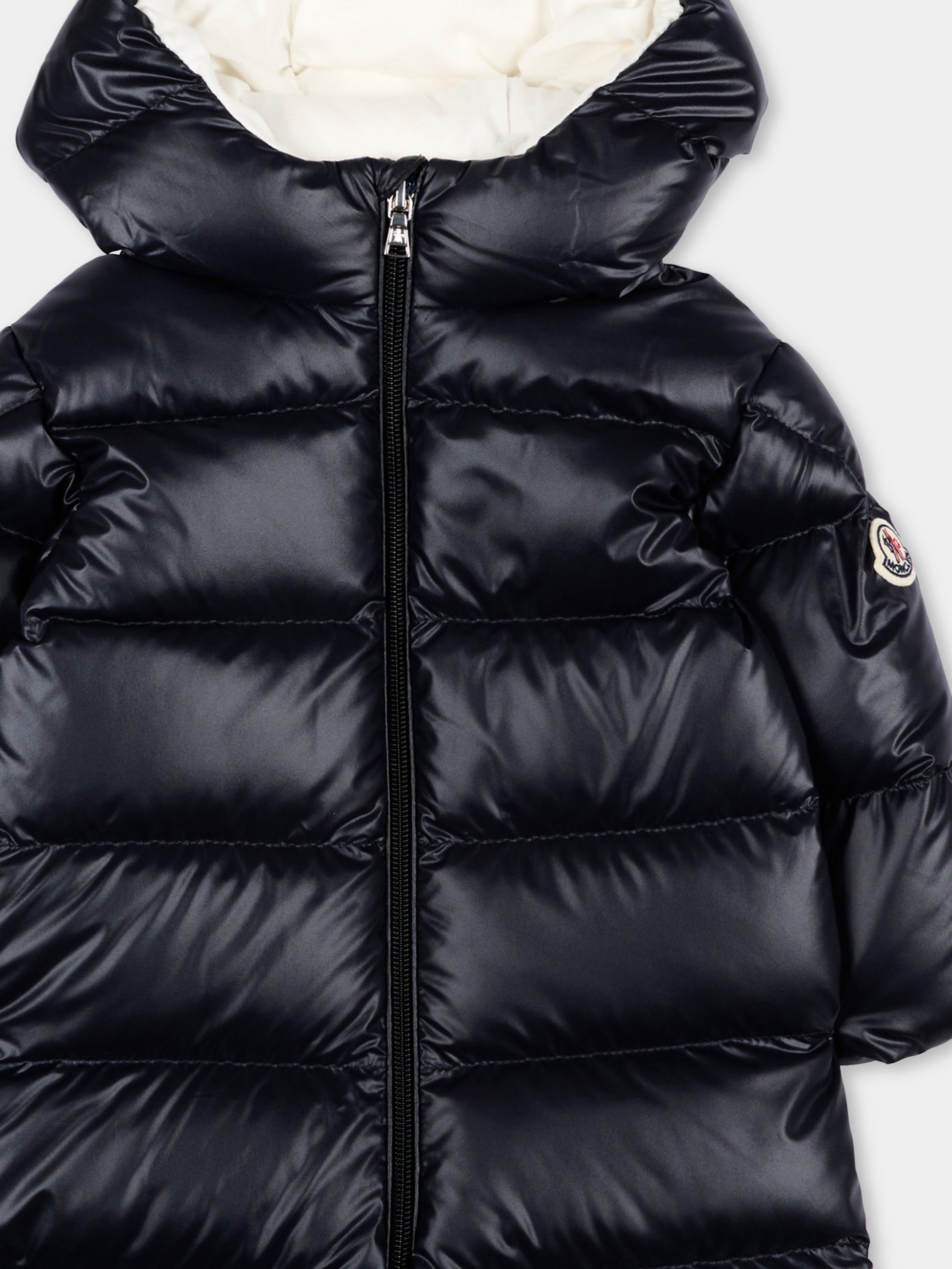 Piumino blu Alanie per neonati con logo,Moncler Kids,L2951 1G00002 597YX 778