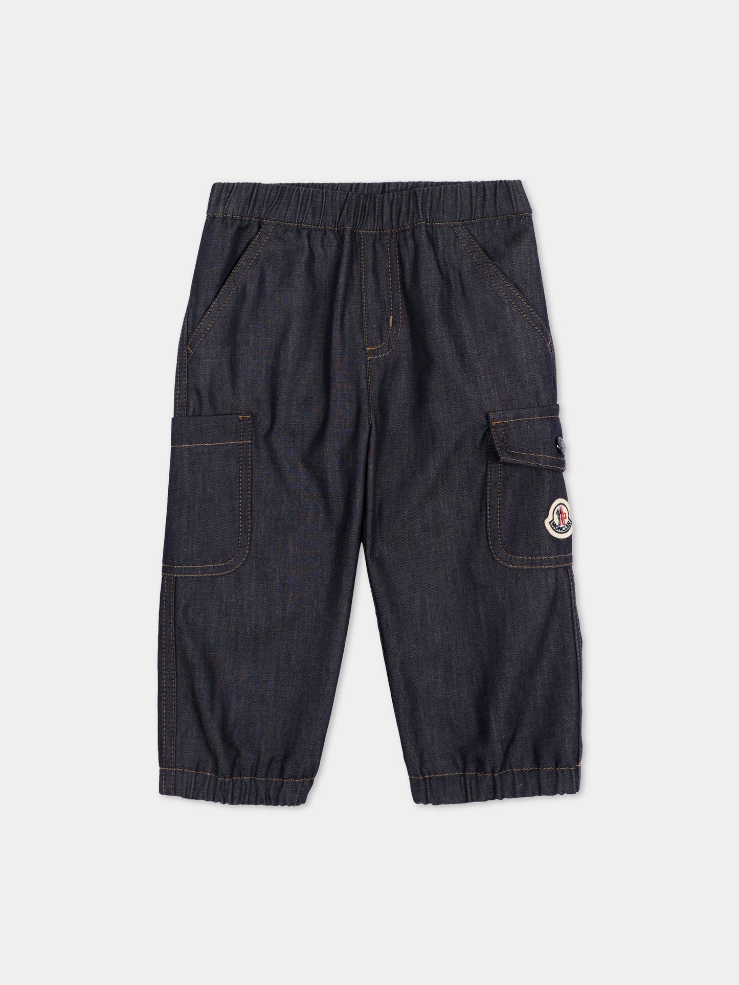 Jeans blu per neonato con logo,Moncler Kids,L2951 2A00002 599LQ 77A
