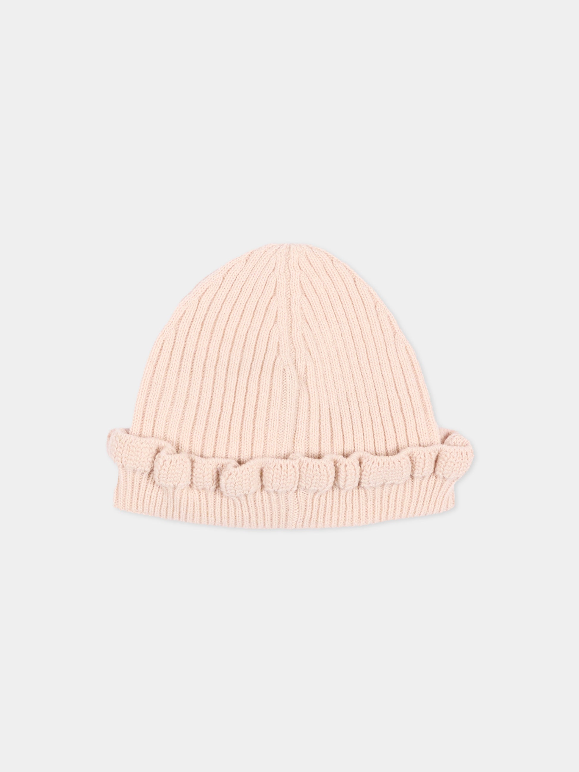 Berretto rosa per neonata con logo,Moncler Kids,L2951 3B00004 M4281 51M