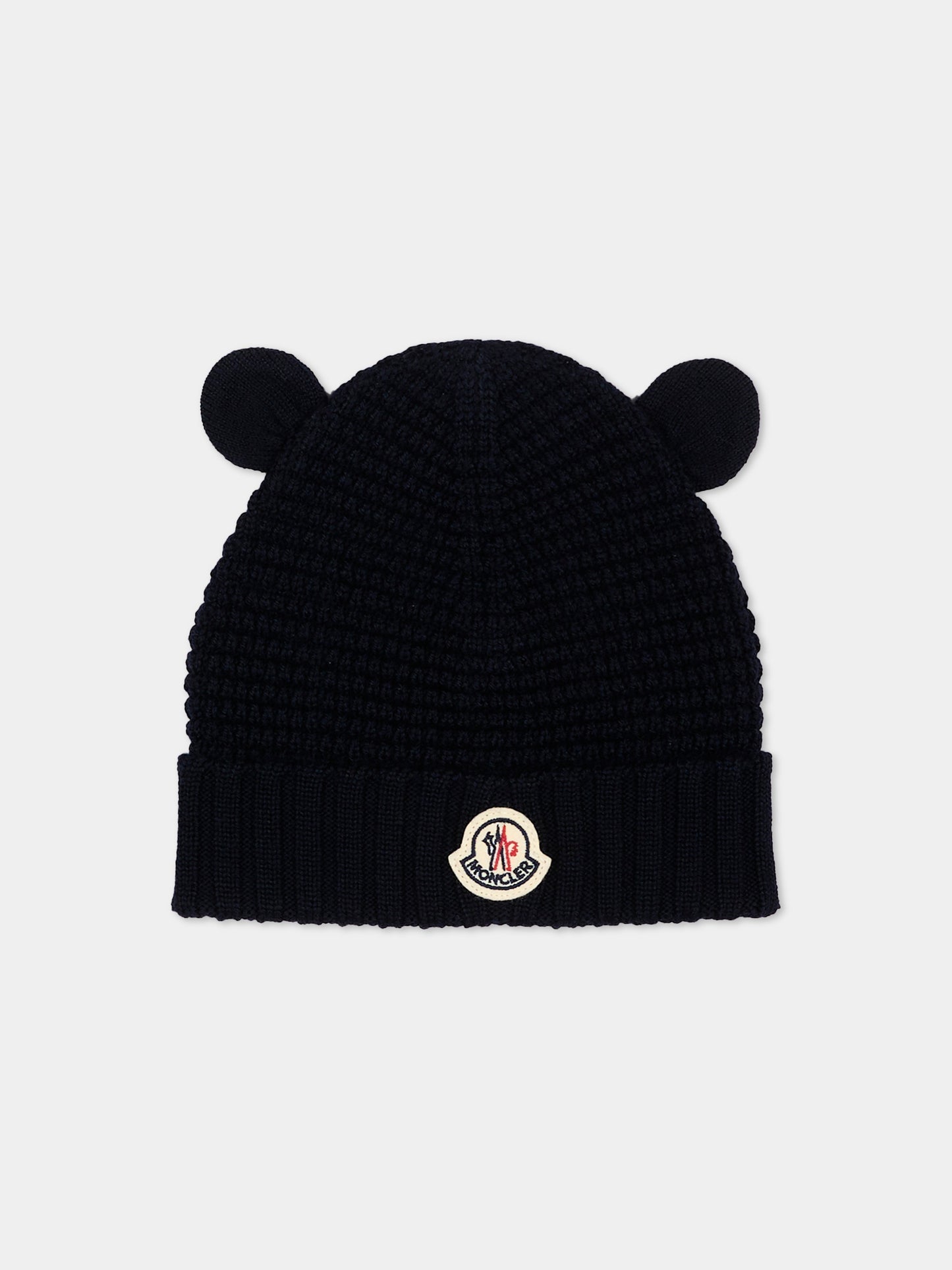 Berretto blu per neonati con logo,Moncler Kids,L2951 3B00005 M1131 742