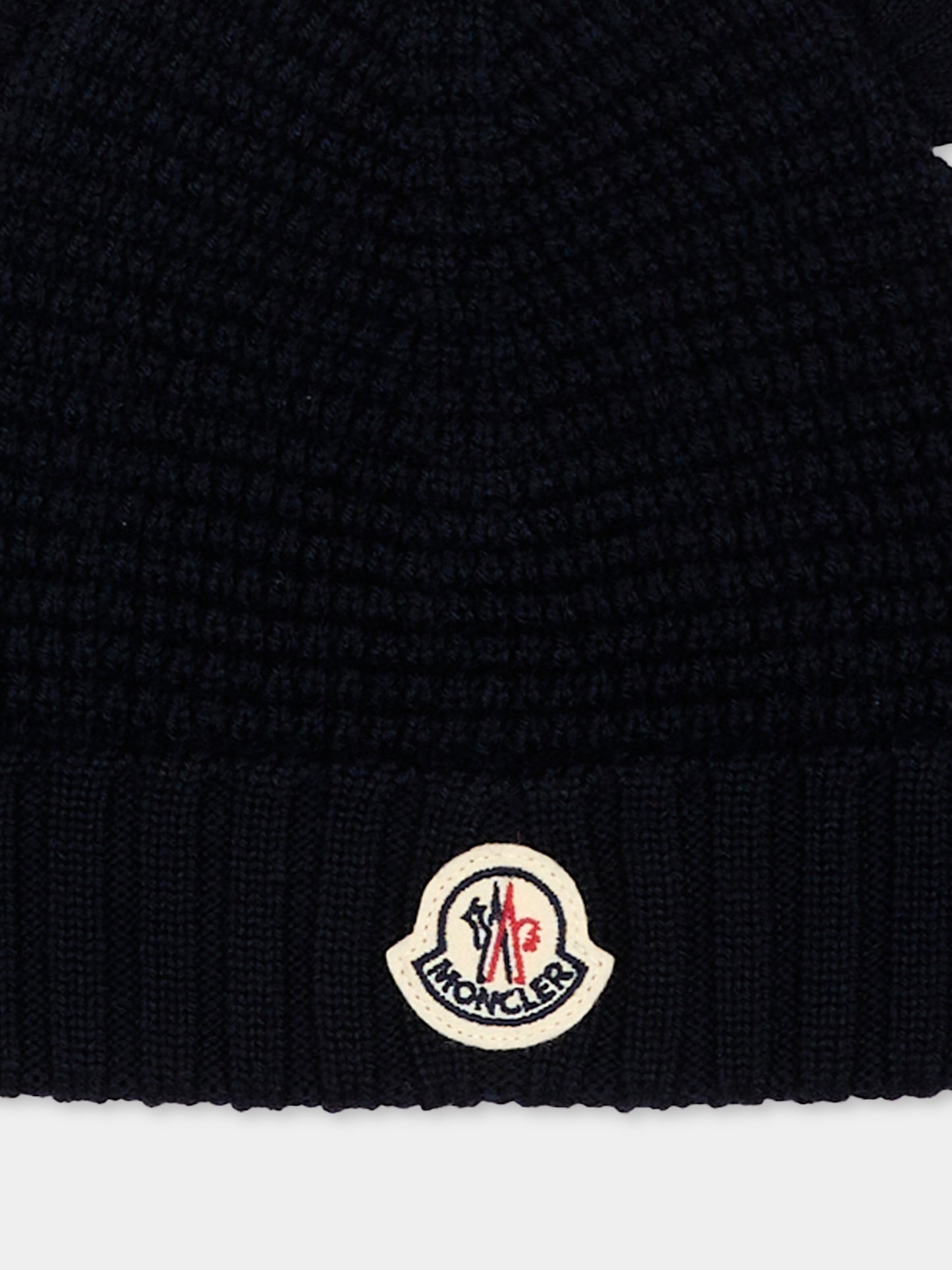 Berretto blu per neonati con logo,Moncler Kids,L2951 3B00005 M1131 742