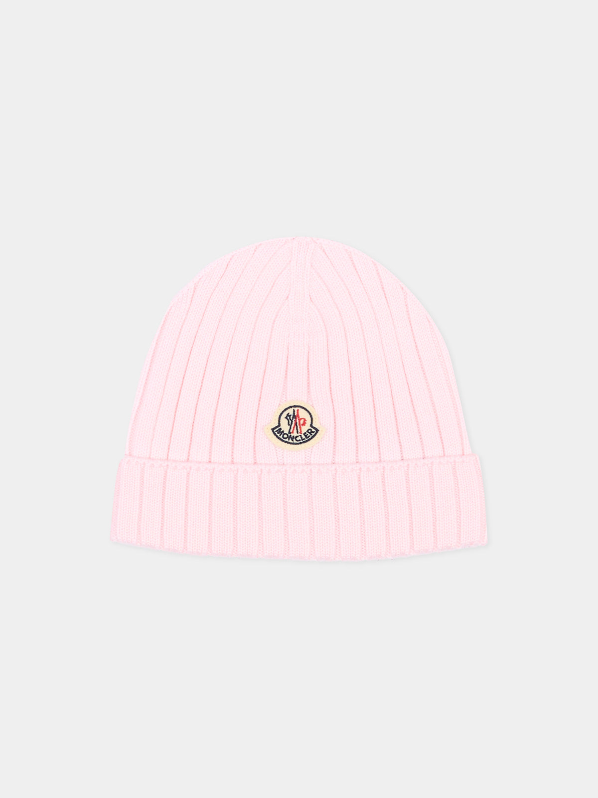 Berretto rosa per neonata con logo,Moncler Kids,L2951 3B00006 M1131 529