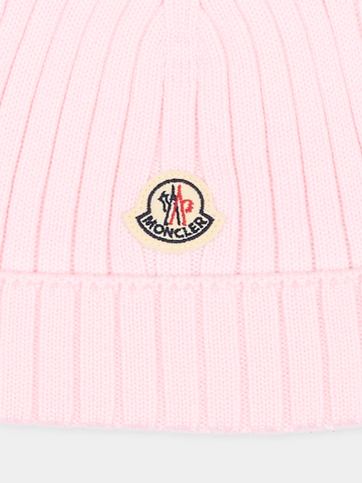 Berretto rosa per neonata con logo,Moncler Kids,L2951 3B00006 M1131 529