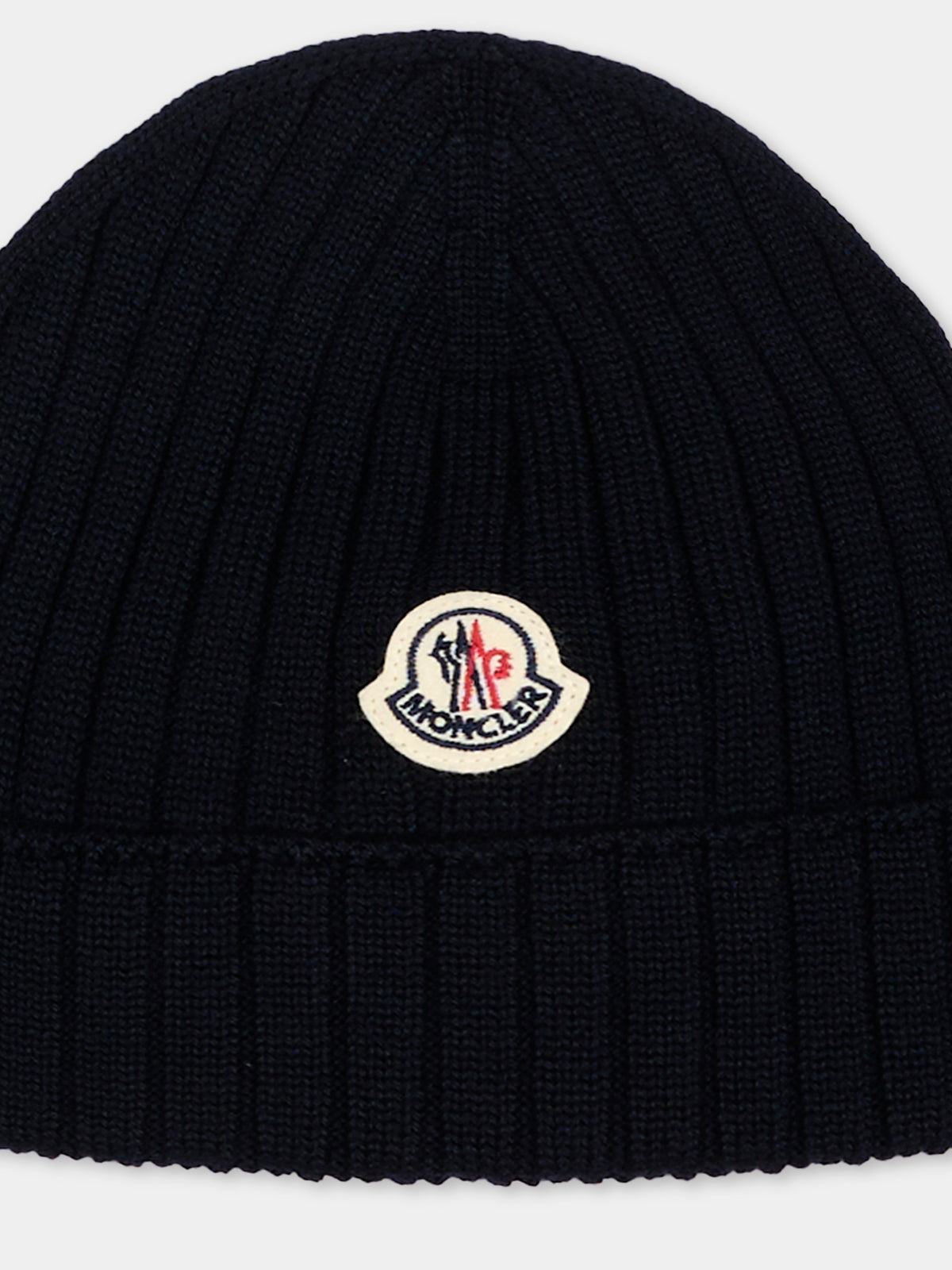 Berretto blu per neonati con logo,Moncler Kids,L2951 3B00006 M1131 742