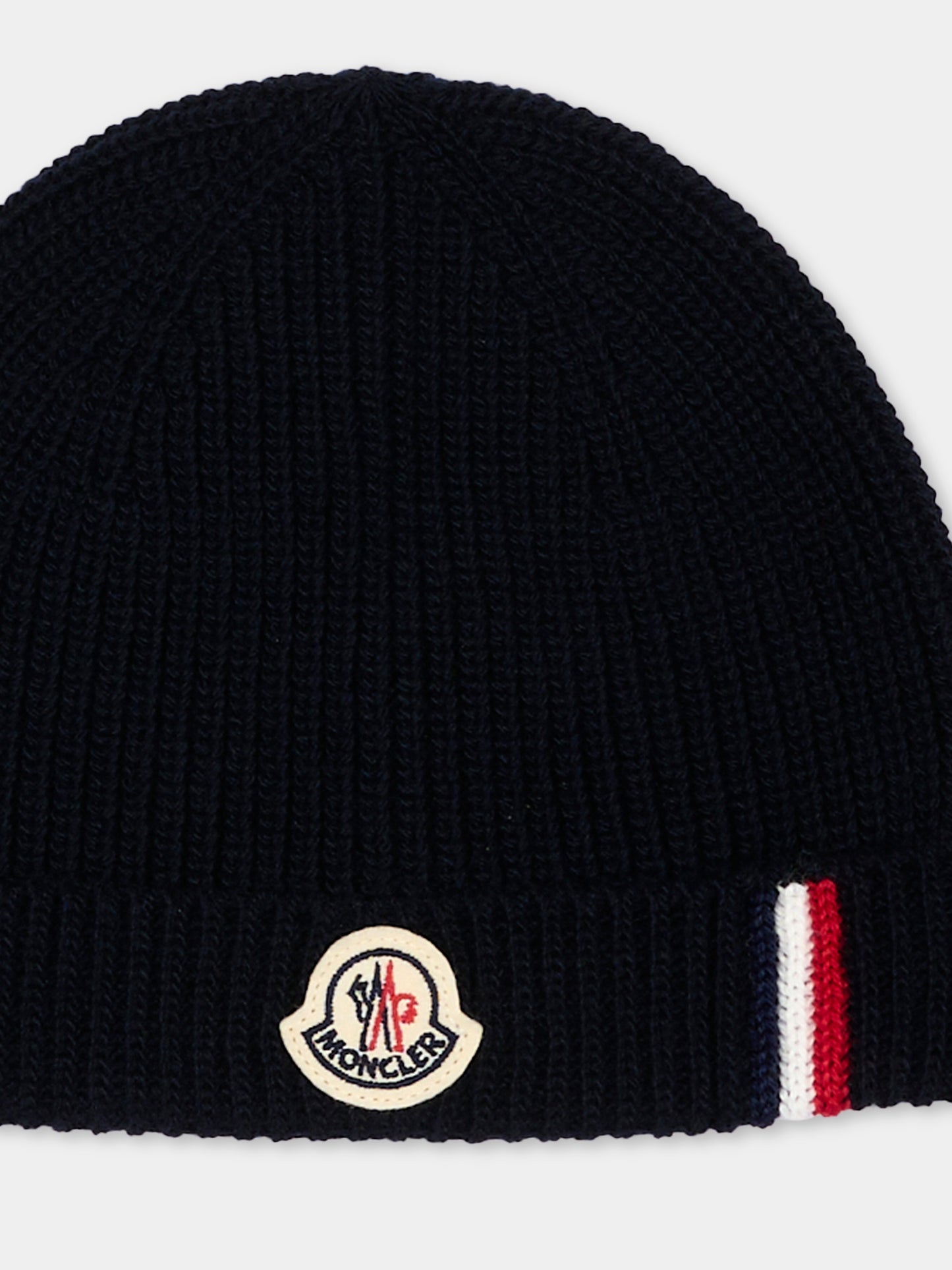 Berretto blu per neonato con logo,Moncler Kids,L2951 3B00007 M1241 742