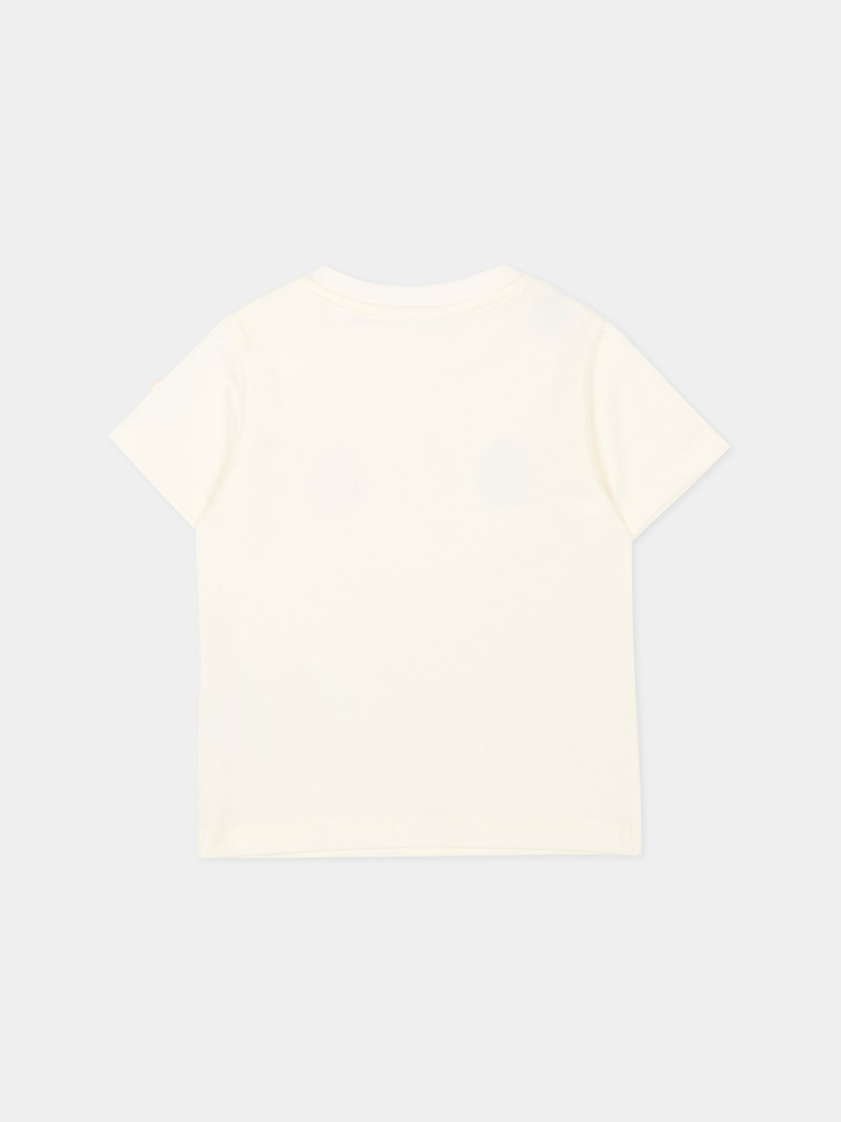T-Shirt avorio per neonato con pinguini,Moncler Kids,L2951 8C00001 89AUM 034