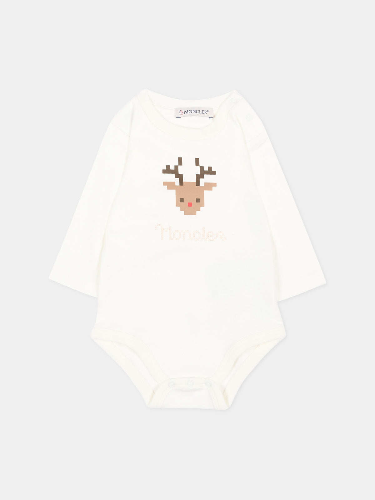 Set body avorio per neonati con renna,Moncler Kids,L2951 8P00002 8392E 034