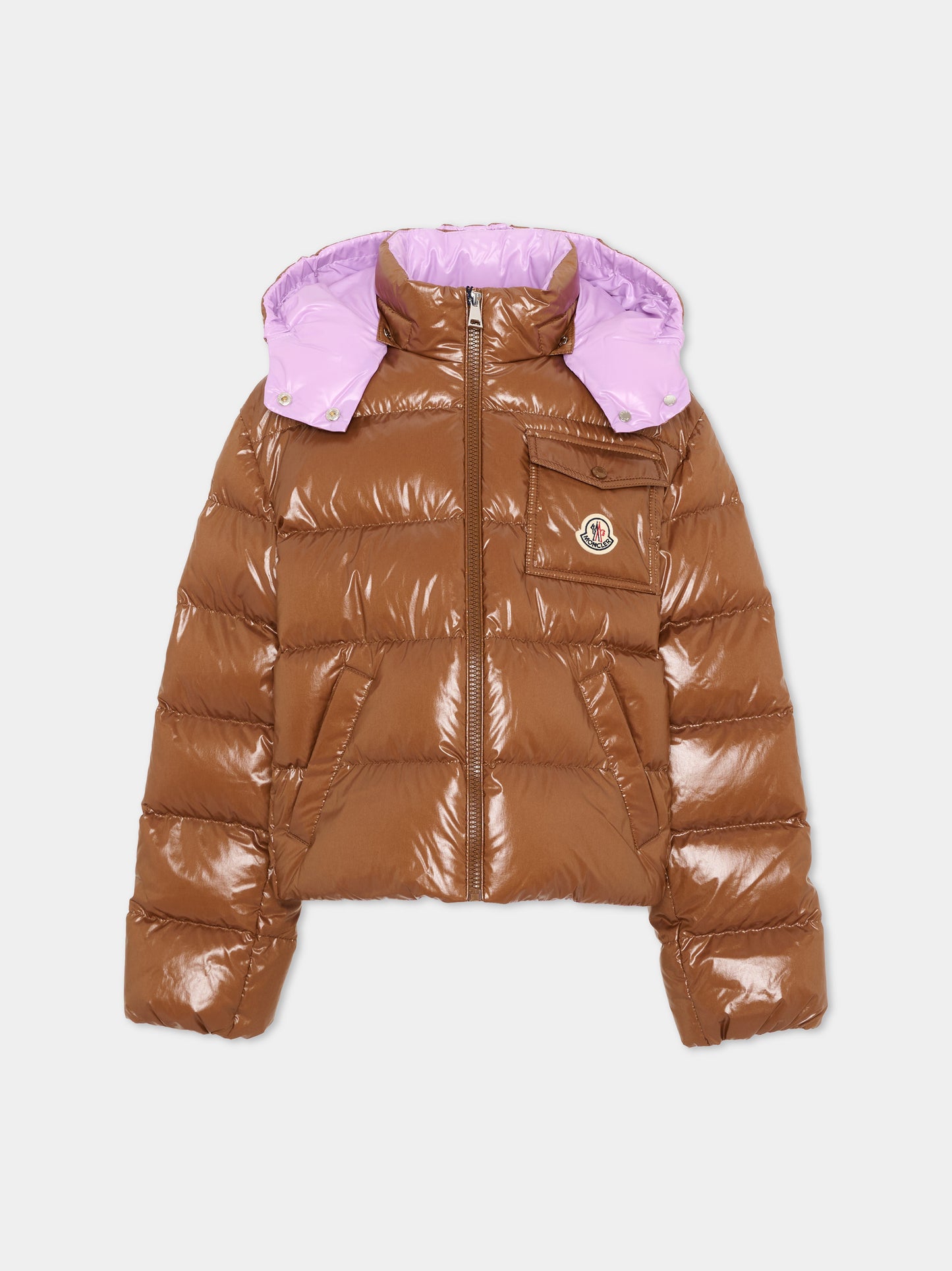Piumino marrone New Andro per bambina con logo,Moncler Kids,L2954 1A00003 597EU 253