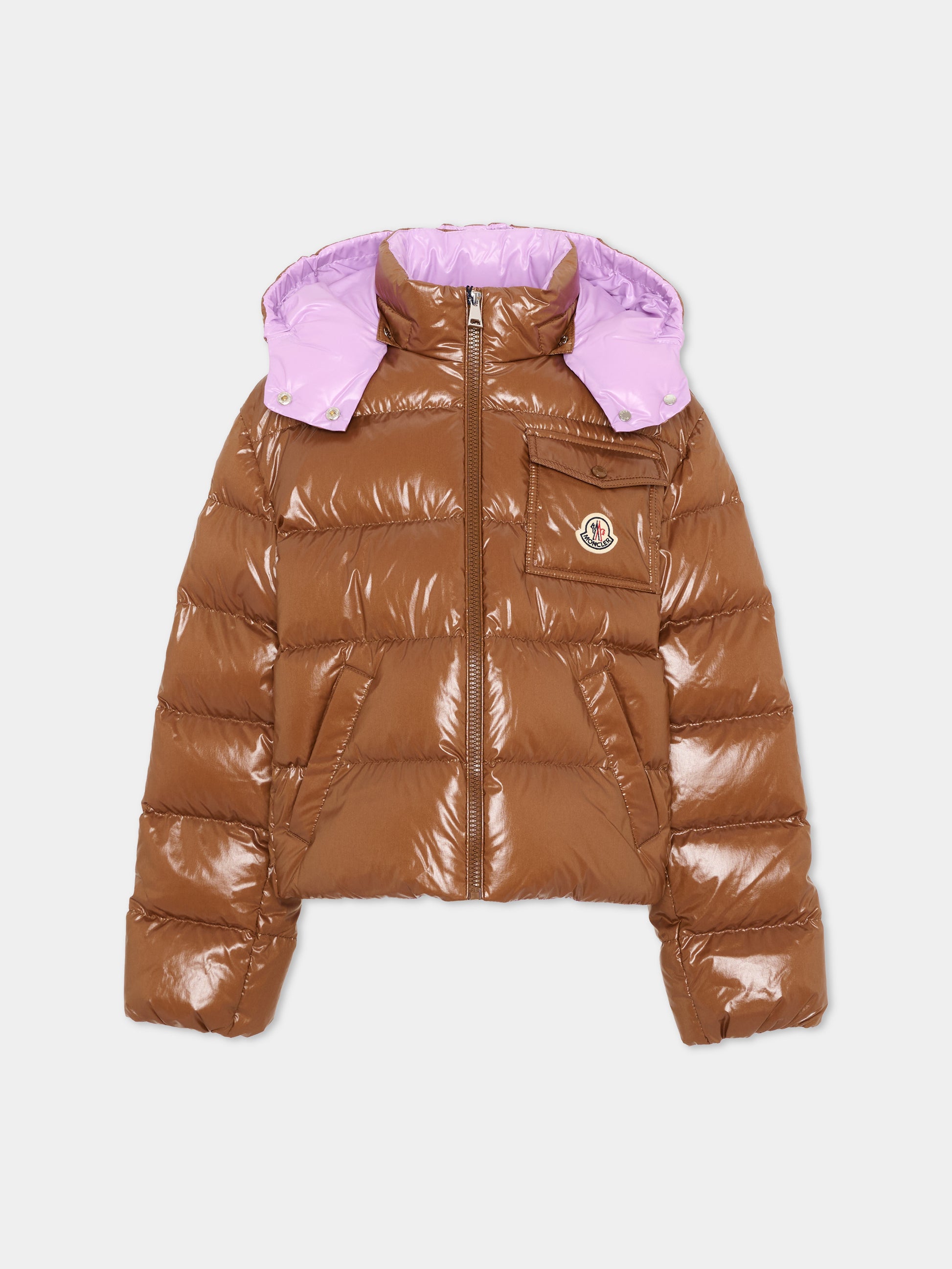 Piumino marrone New Andro per bambina con logo,Moncler Kids,L2954 1A00003 597EU 253