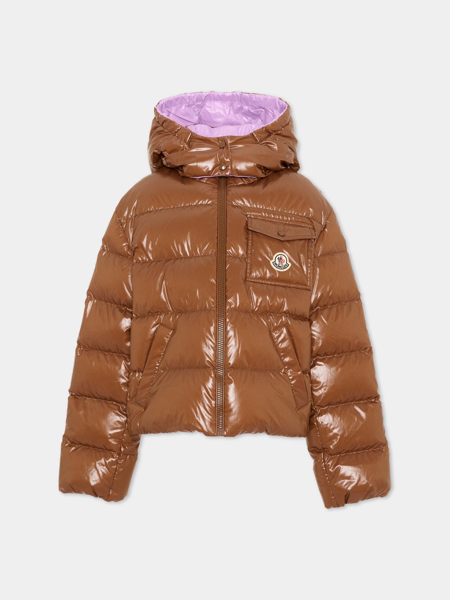 Piumino marrone New Andro per bambina con logo,Moncler Kids,L2954 1A00003 597EU 253