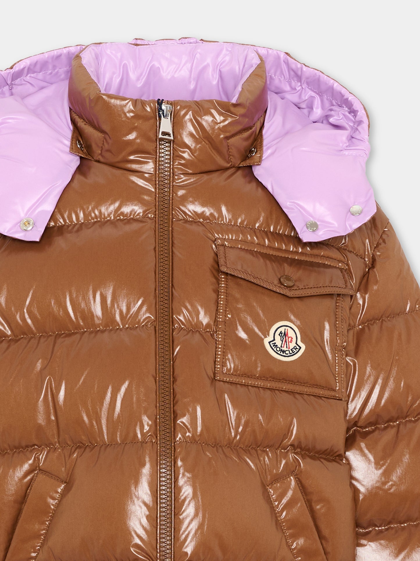 Piumino marrone New Andro per bambina con logo,Moncler Kids,L2954 1A00003 597EU 253