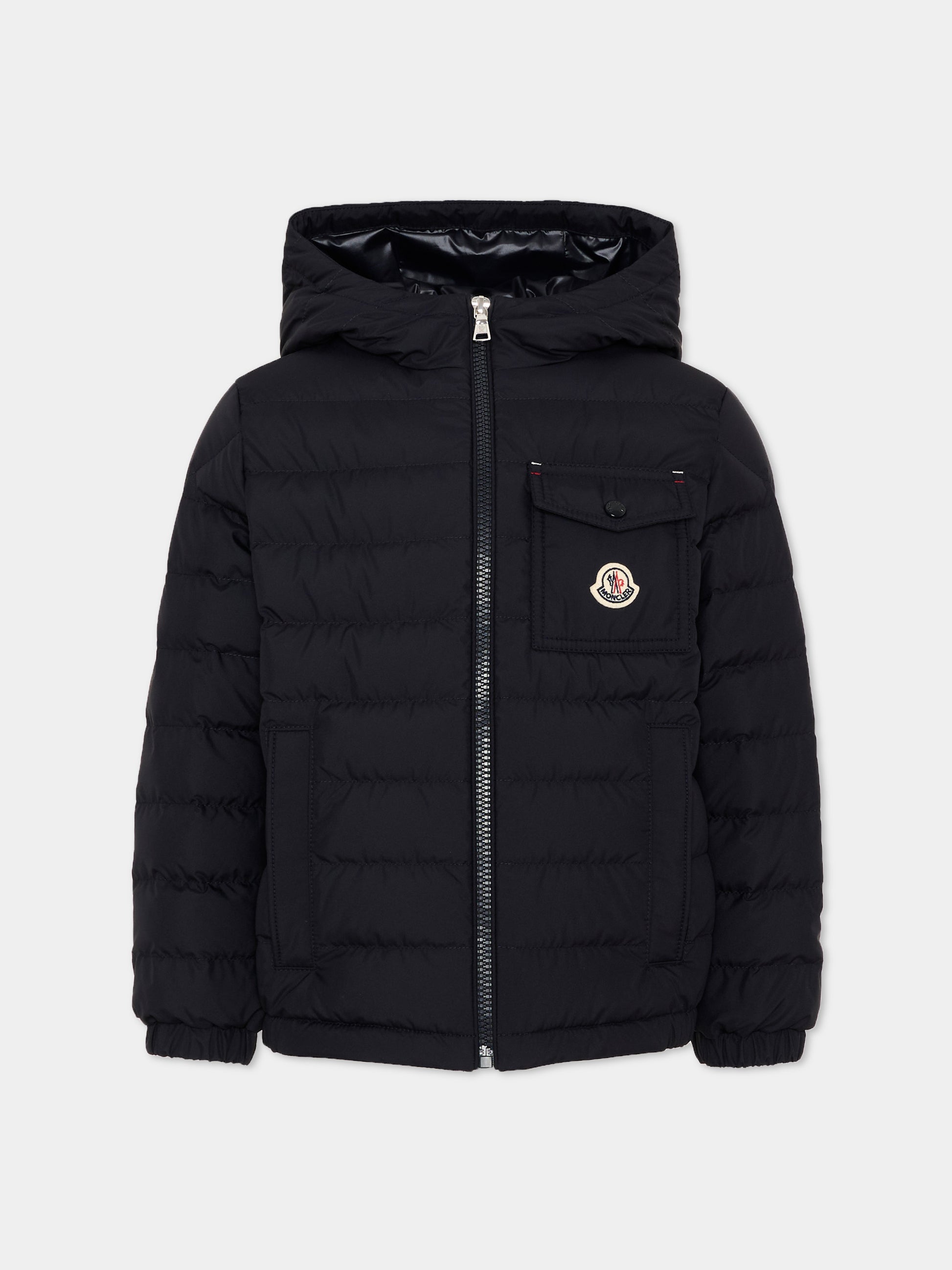 Piumino blu Quillon per bambino con logo,Moncler Kids,L2954 1A00022 597YW 778