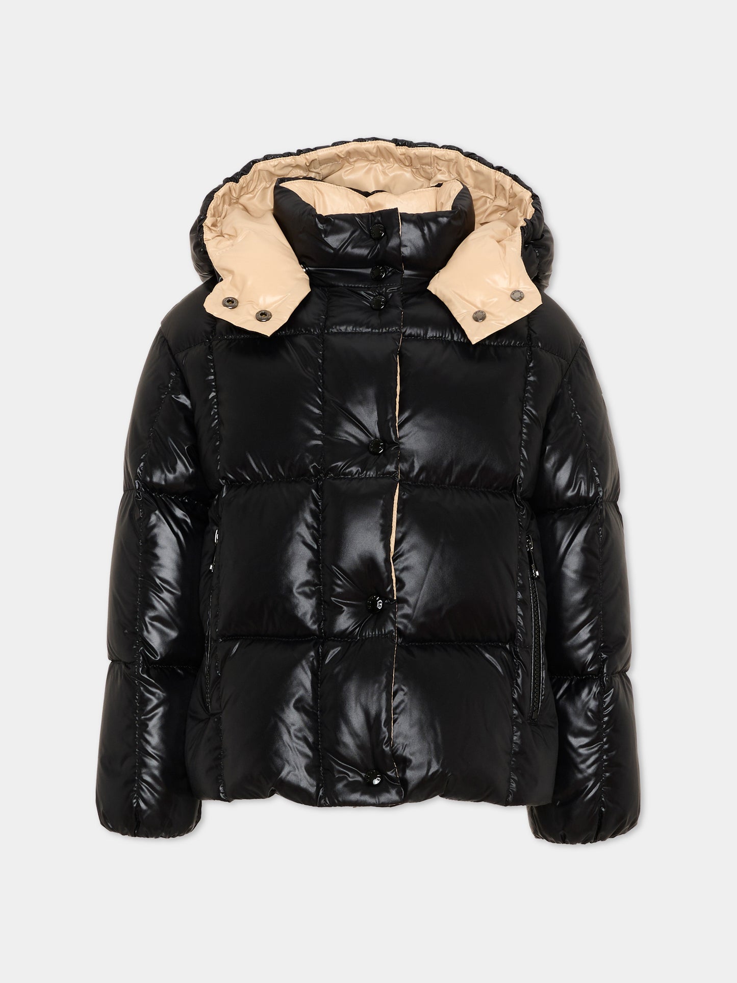 Piumino nero Parana per bambina con logo,Moncler Kids,L2954 1A00040 597Z8 992