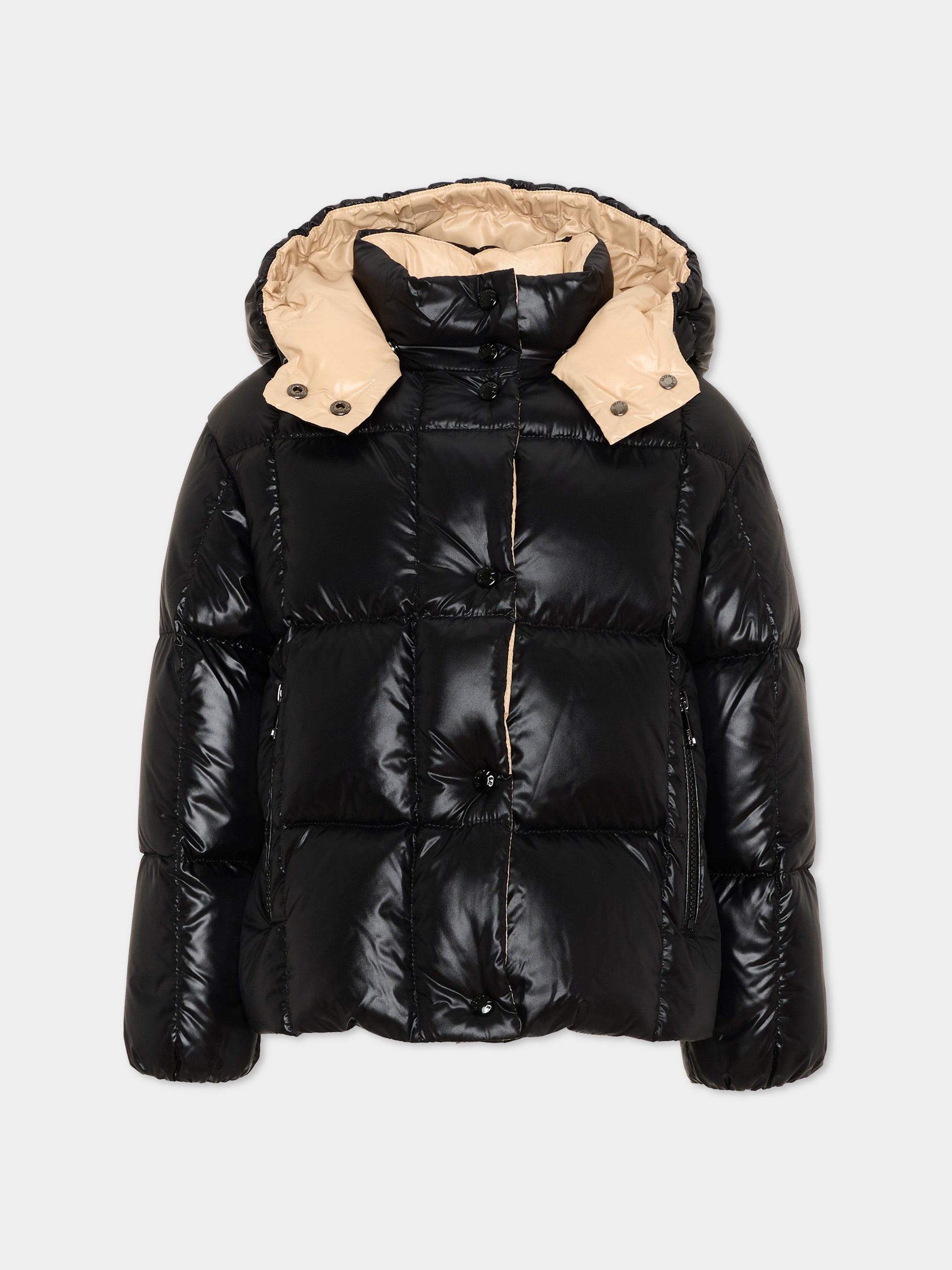 Piumino nero Parana per bambina con logo,Moncler Kids,L2954 1A00040 597Z8 992