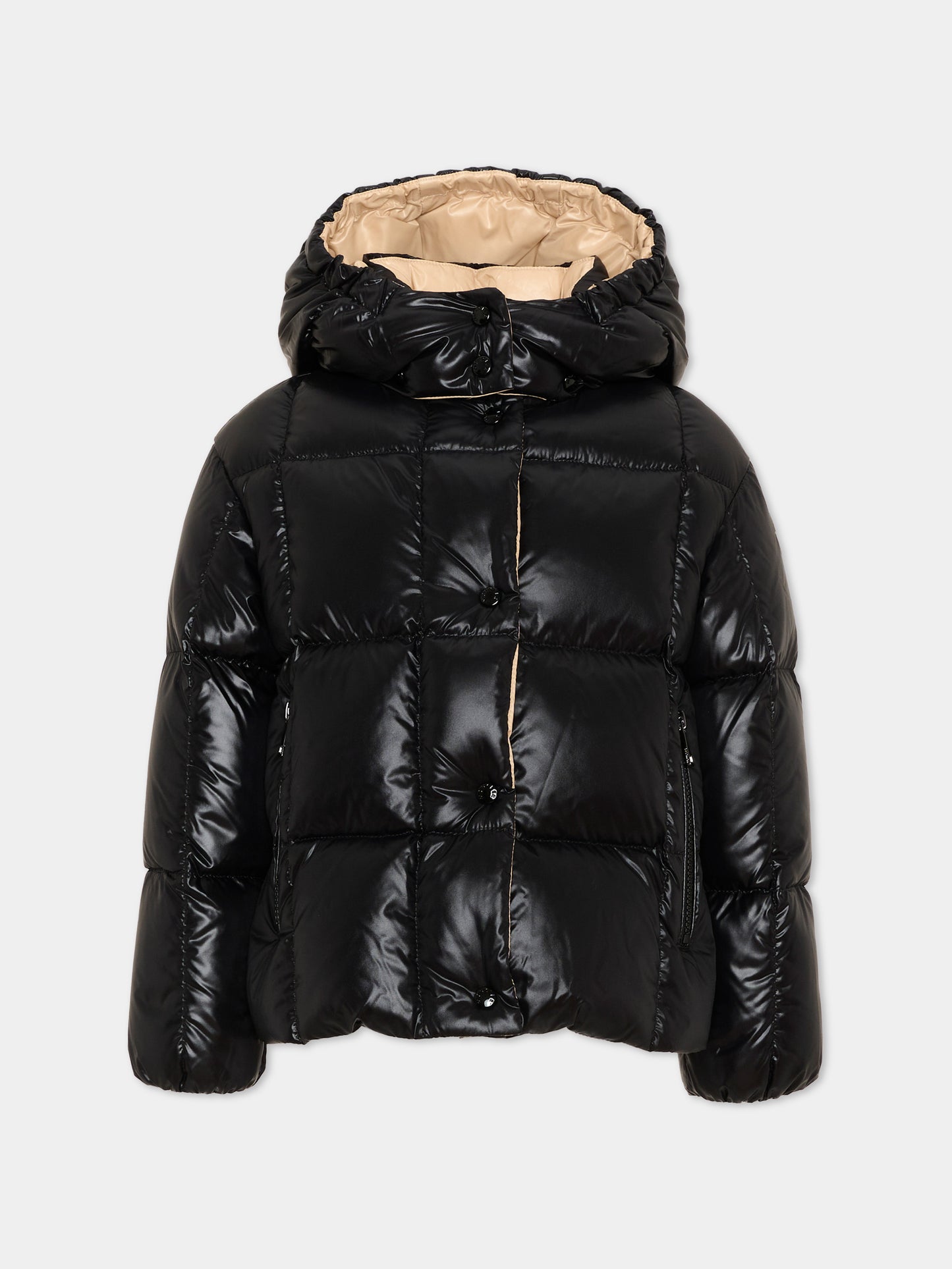Piumino nero Parana per bambina con logo,Moncler Kids,L2954 1A00040 597Z8 992