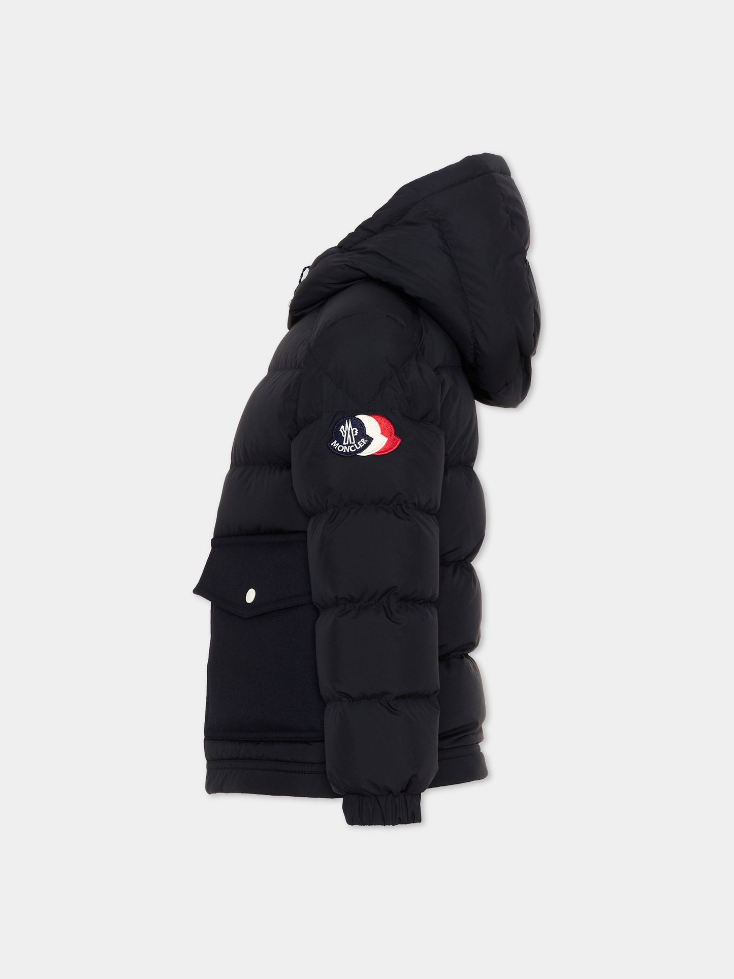 Piumino blu Ignatius per bambino con logo,Moncler Kids,L2954 1A00047 597YW 778