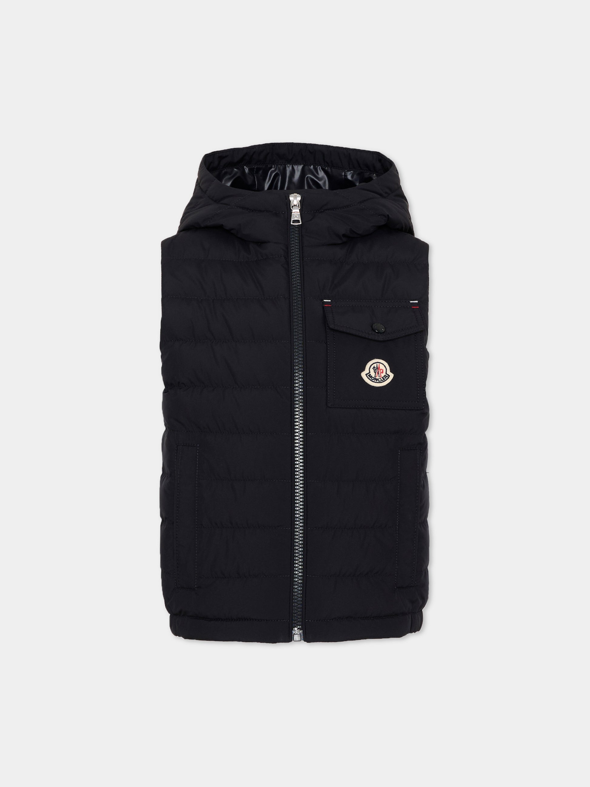 Gilet blu Wystan per bambino con logo,Moncler Kids,L2954 1A00055 597YW 778