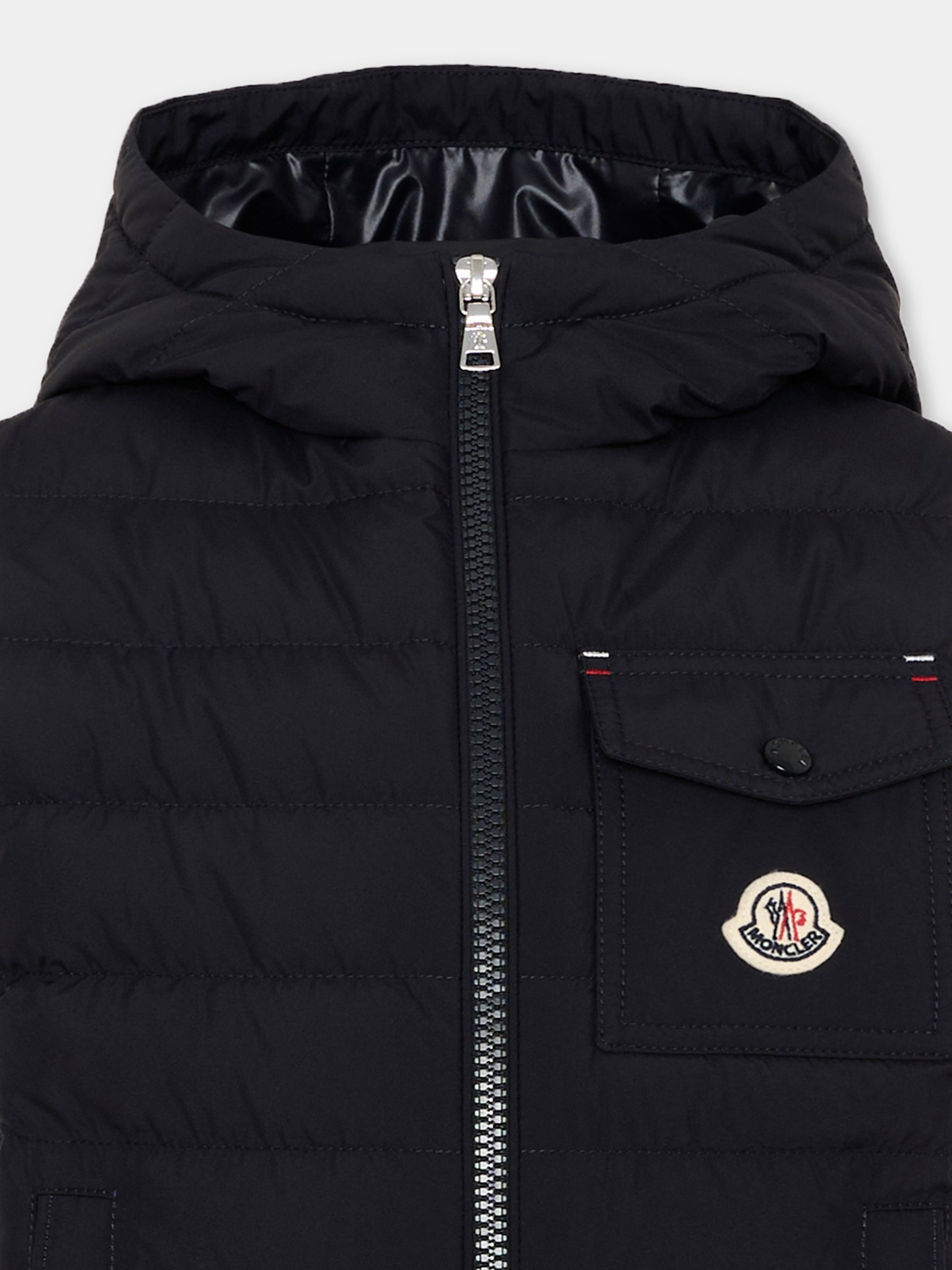 Gilet blu Wystan per bambino con logo,Moncler Kids,L2954 1A00055 597YW 778