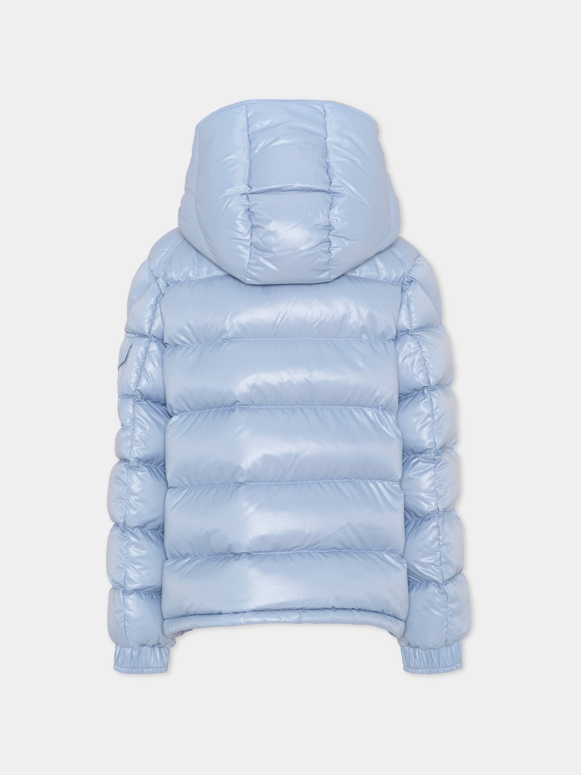 Piumino celeste Maya per bambino con logo,Moncler Kids,L2954 1A12520 68950 715