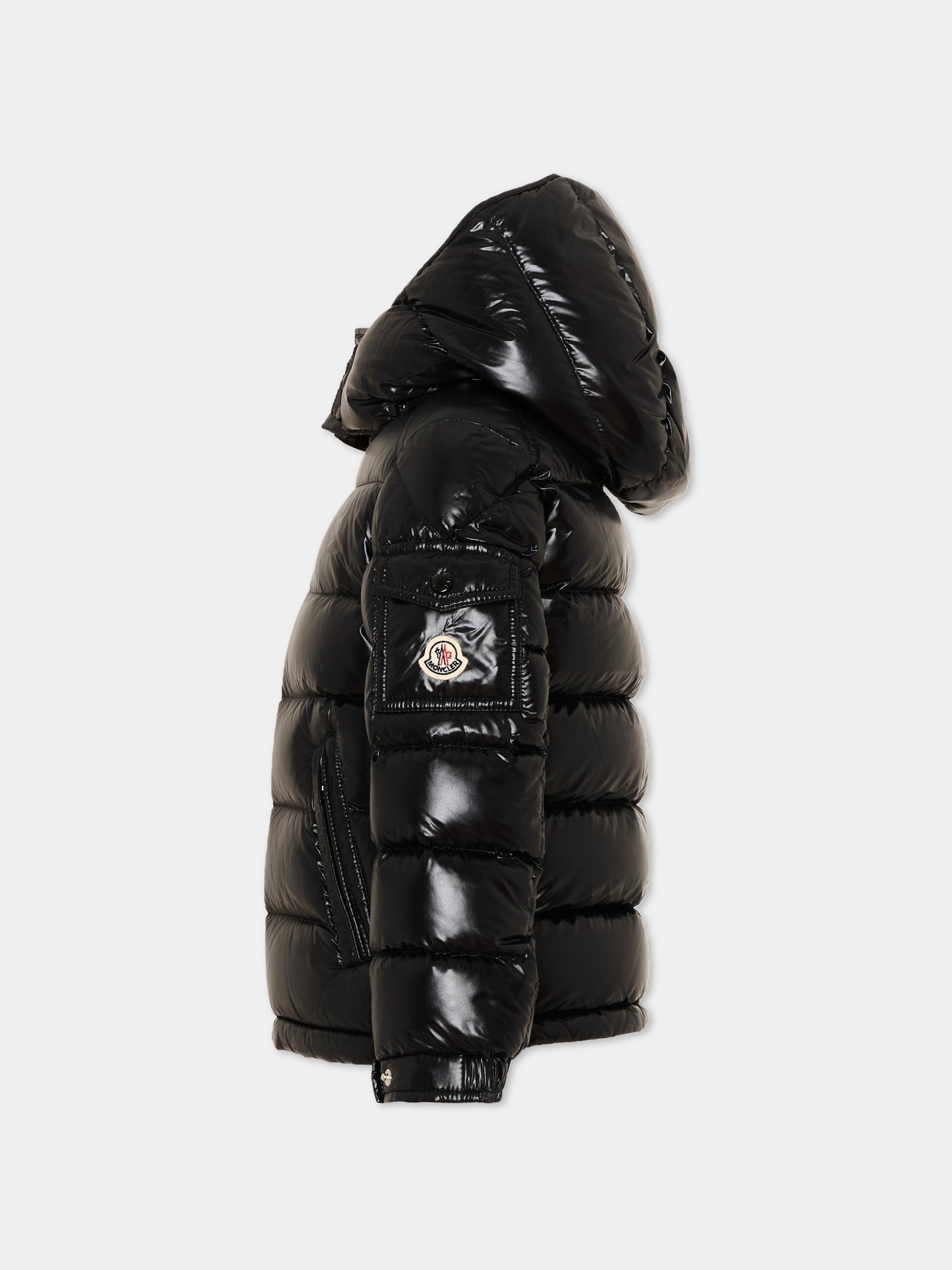 Piumino nero Maya per bambino con logo,Moncler Kids,L2954 1A12520 68950 999
