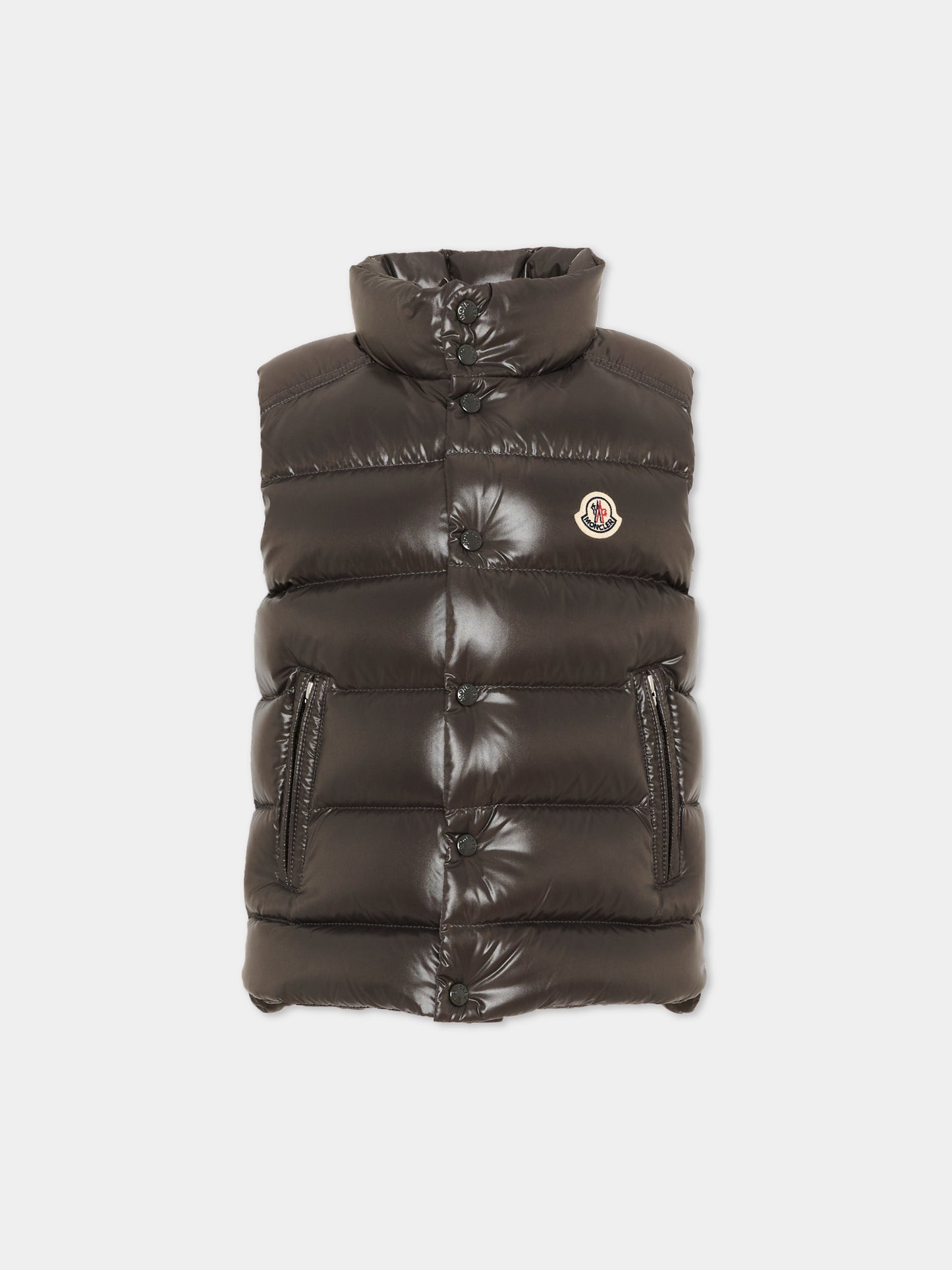 Gilet grigio Tib per bambino con logo,Moncler Kids,L2954 1A12620 68950 918