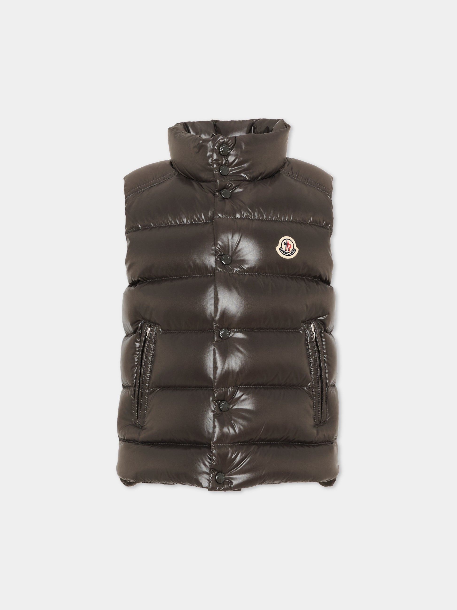Gilet grigio Tib per bambino con logo,Moncler Kids,L2954 1A12620 68950 918