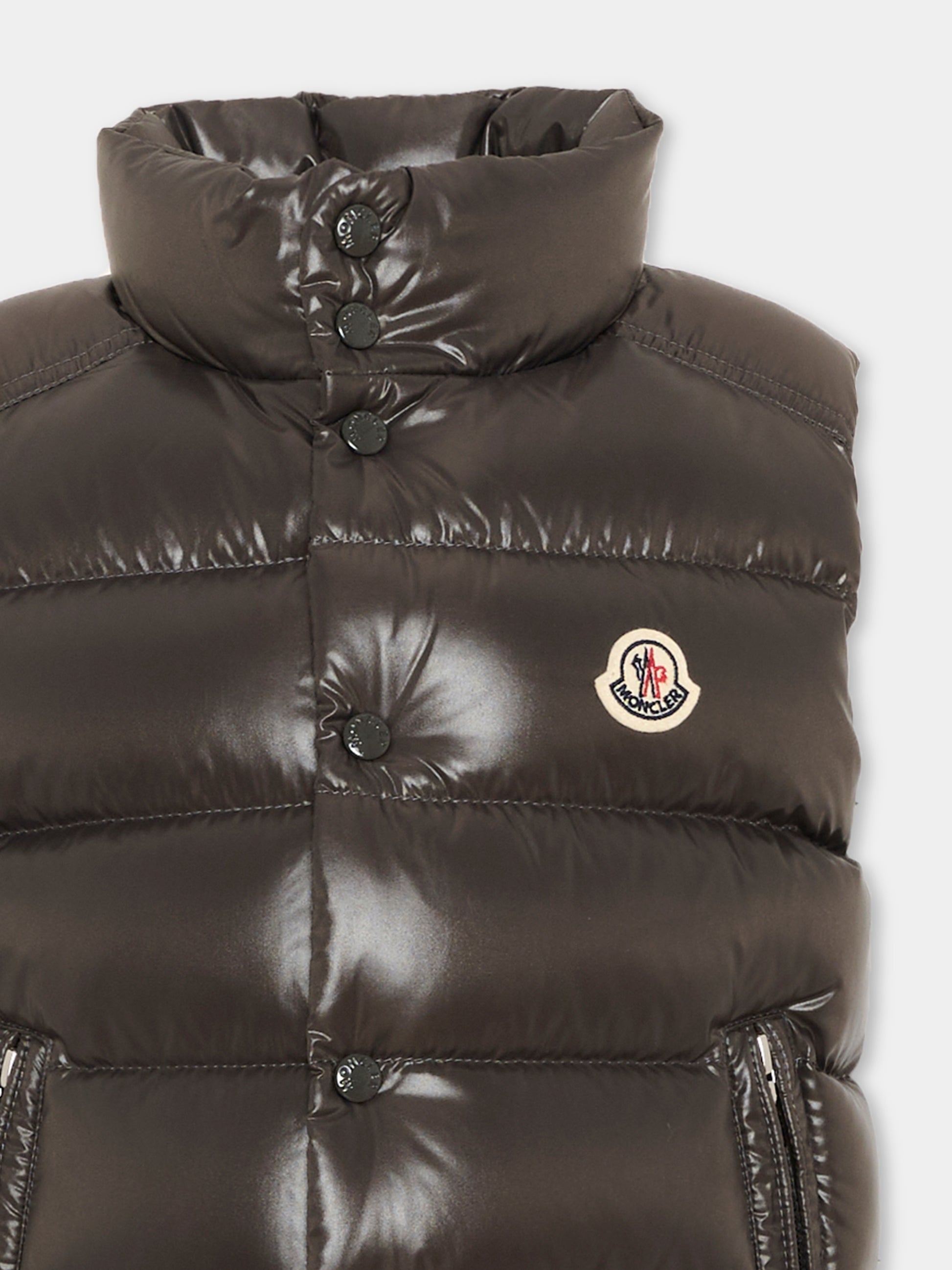 Gilet grigio Tib per bambino con logo,Moncler Kids,L2954 1A12620 68950 918