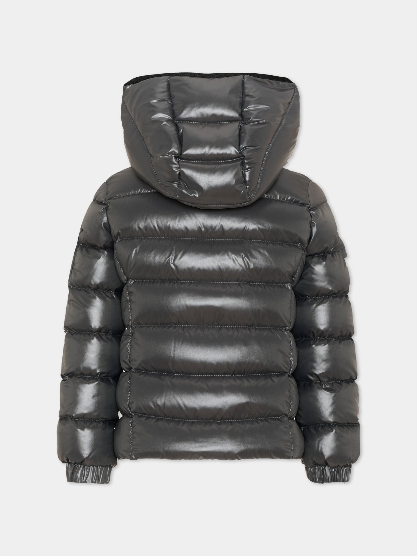 Piumini grigio lucido per bambina,Moncler Kids,L2954 1A52710 68950 92A