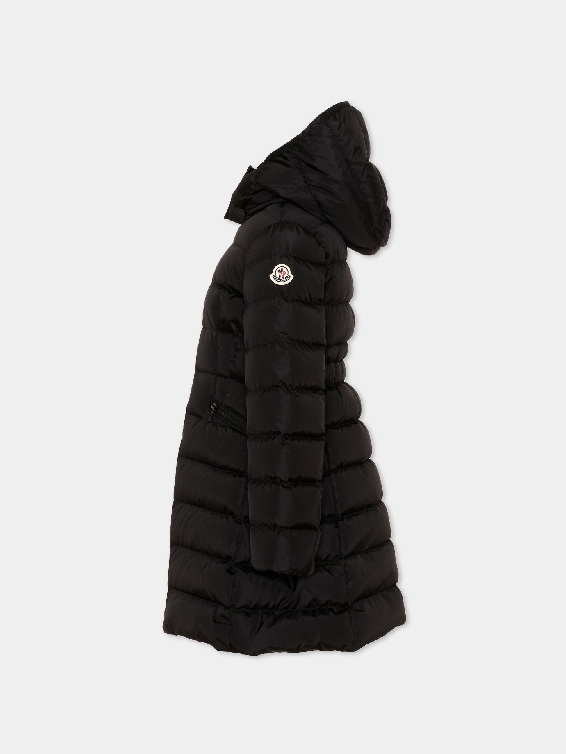 Piumino nero Charpal per bambina con logo,Moncler Kids,L2954 1C50210 54155 999