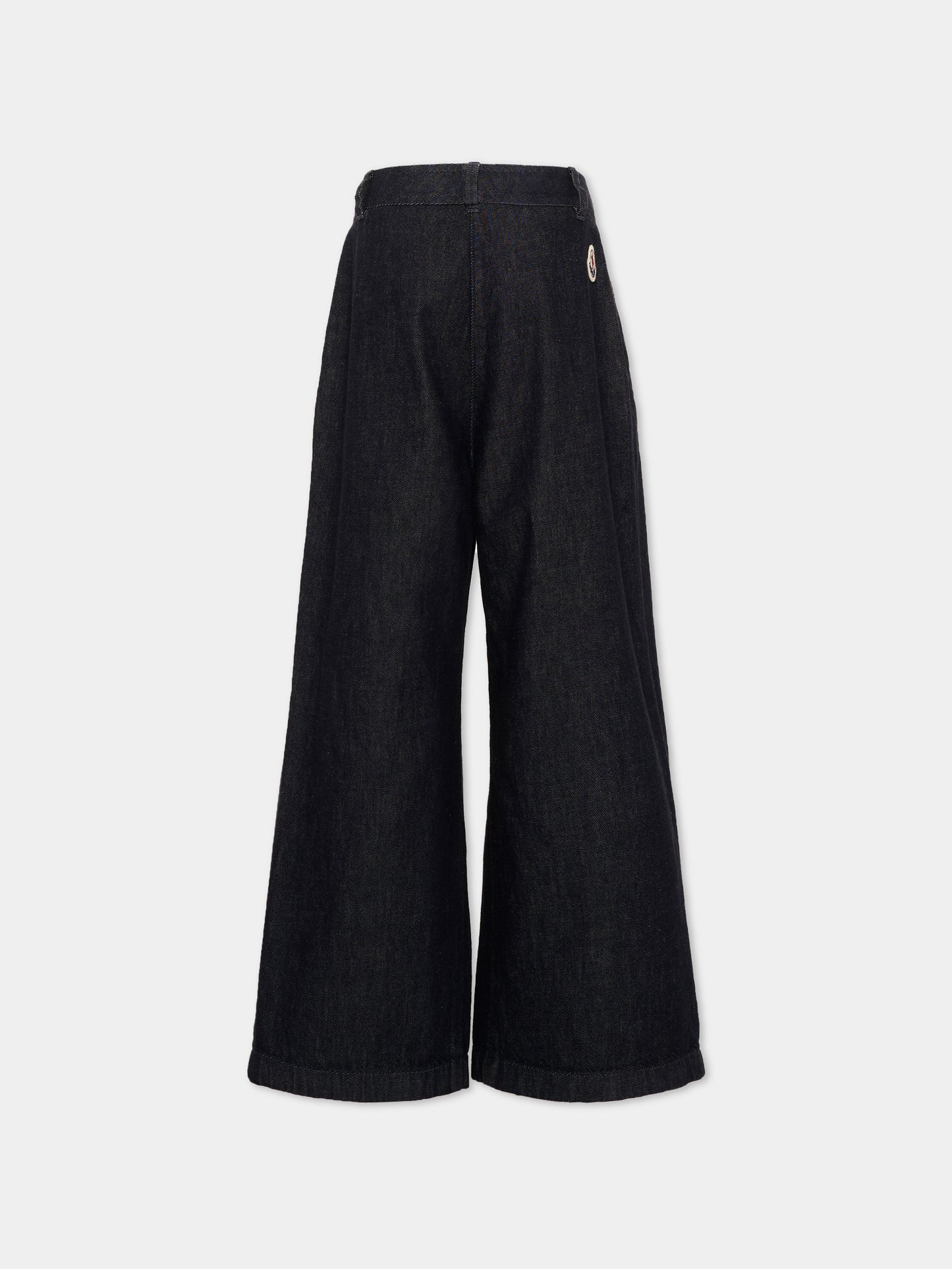 Pantaloni blu in denim per bambina con logo,Moncler Kids,L2954 2A00001 598DA 77A