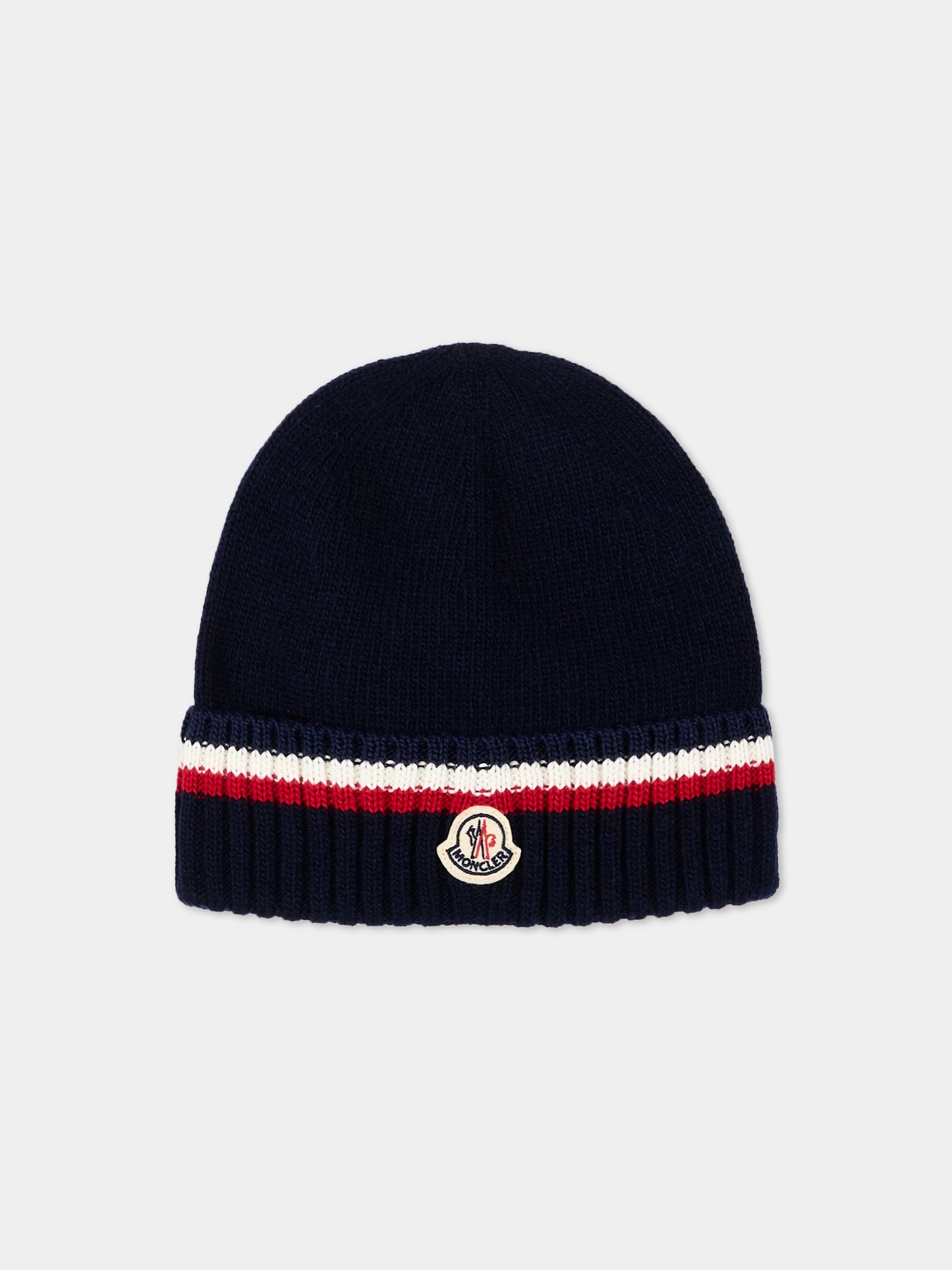 Berretto blu per bambino con logo,Moncler Kids,L2954 3B00001 M4281 745