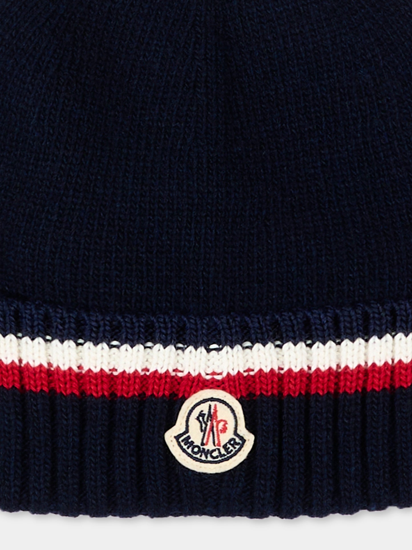 Berretto blu per bambino con logo,Moncler Kids,L2954 3B00001 M4281 745