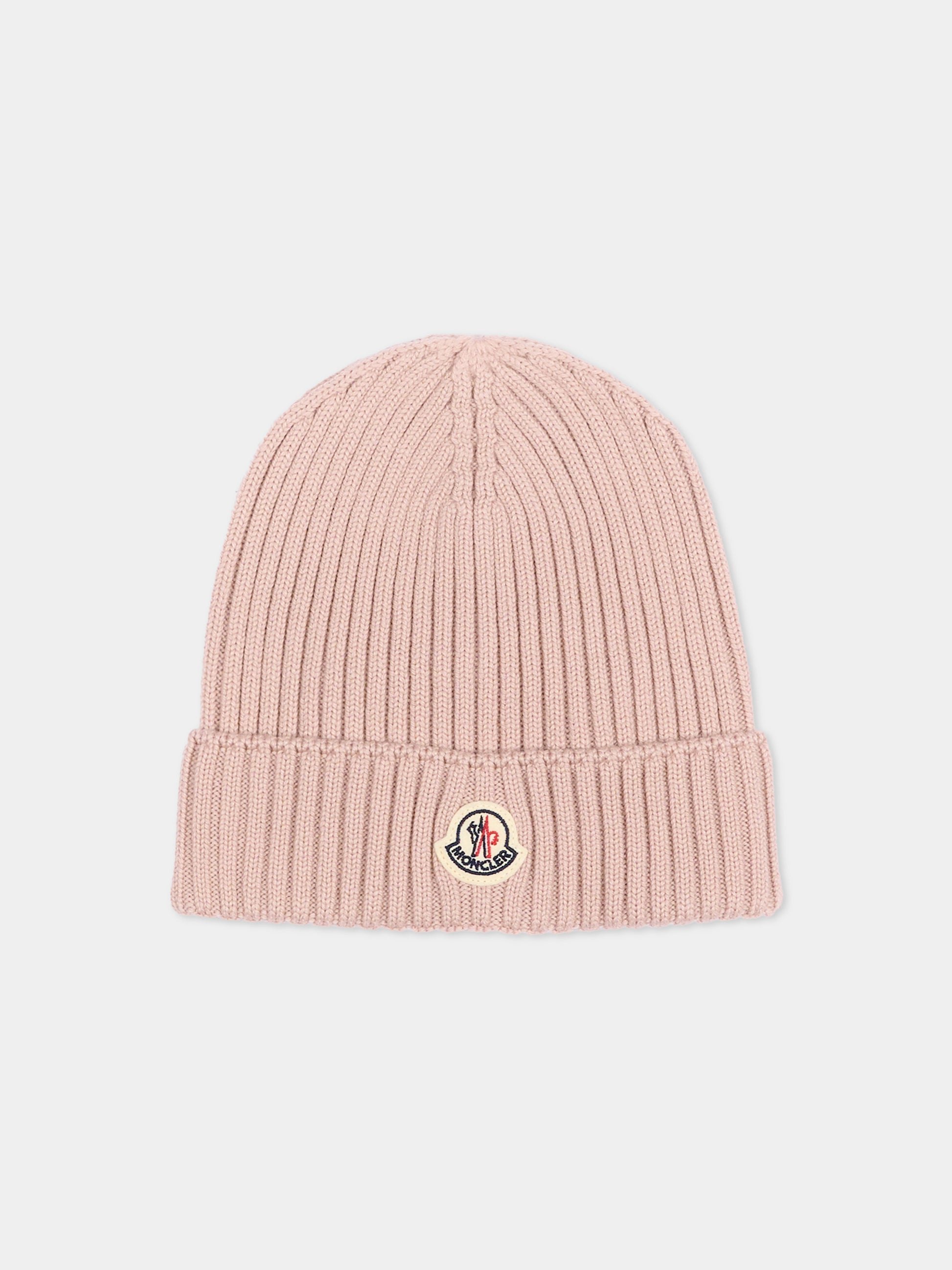 Berretto rosa per bambina con logo,Moncler Kids,L2954 3B00008 M1131 53F
