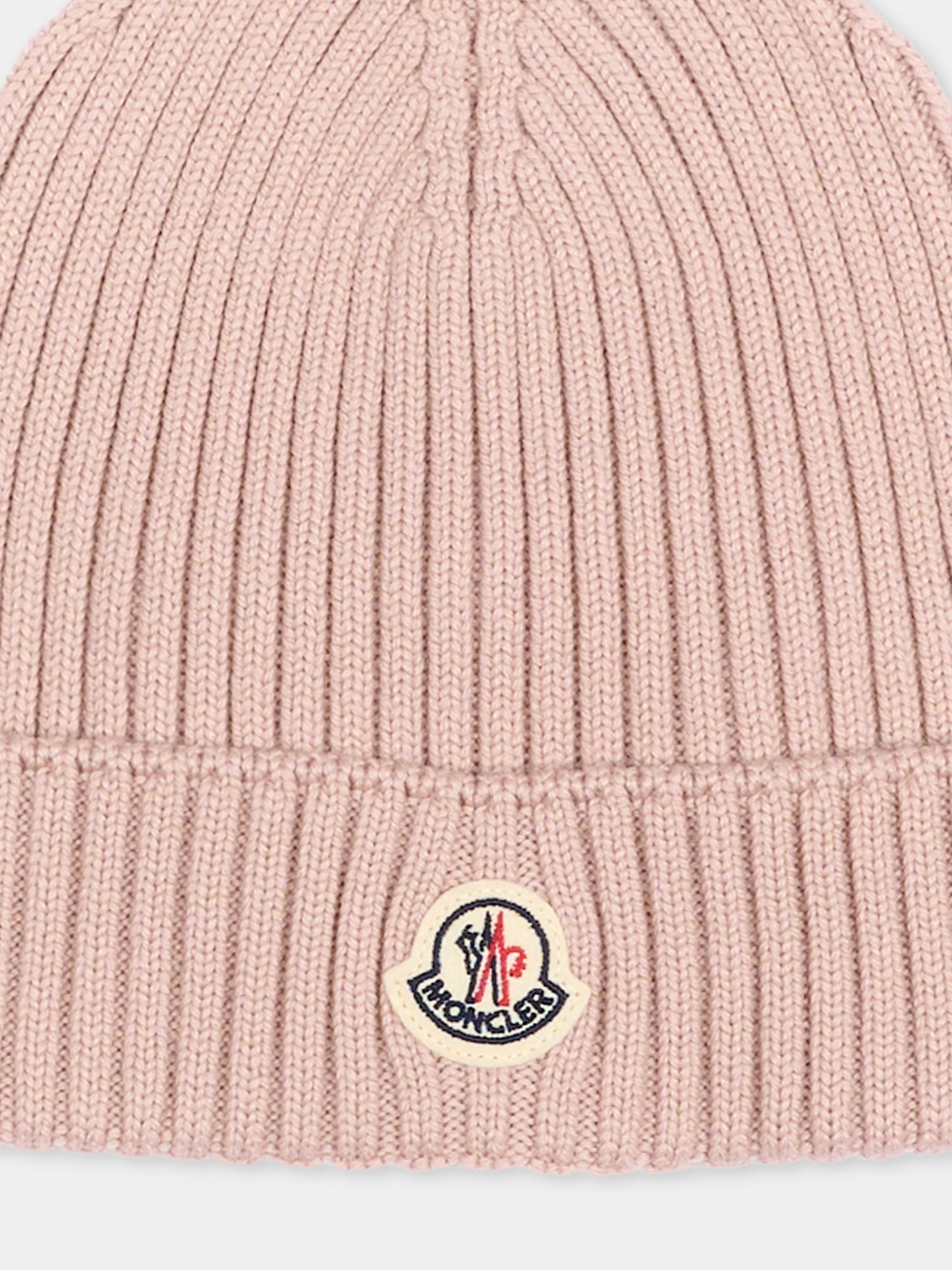 Berretto rosa per bambina con logo,Moncler Kids,L2954 3B00008 M1131 53F