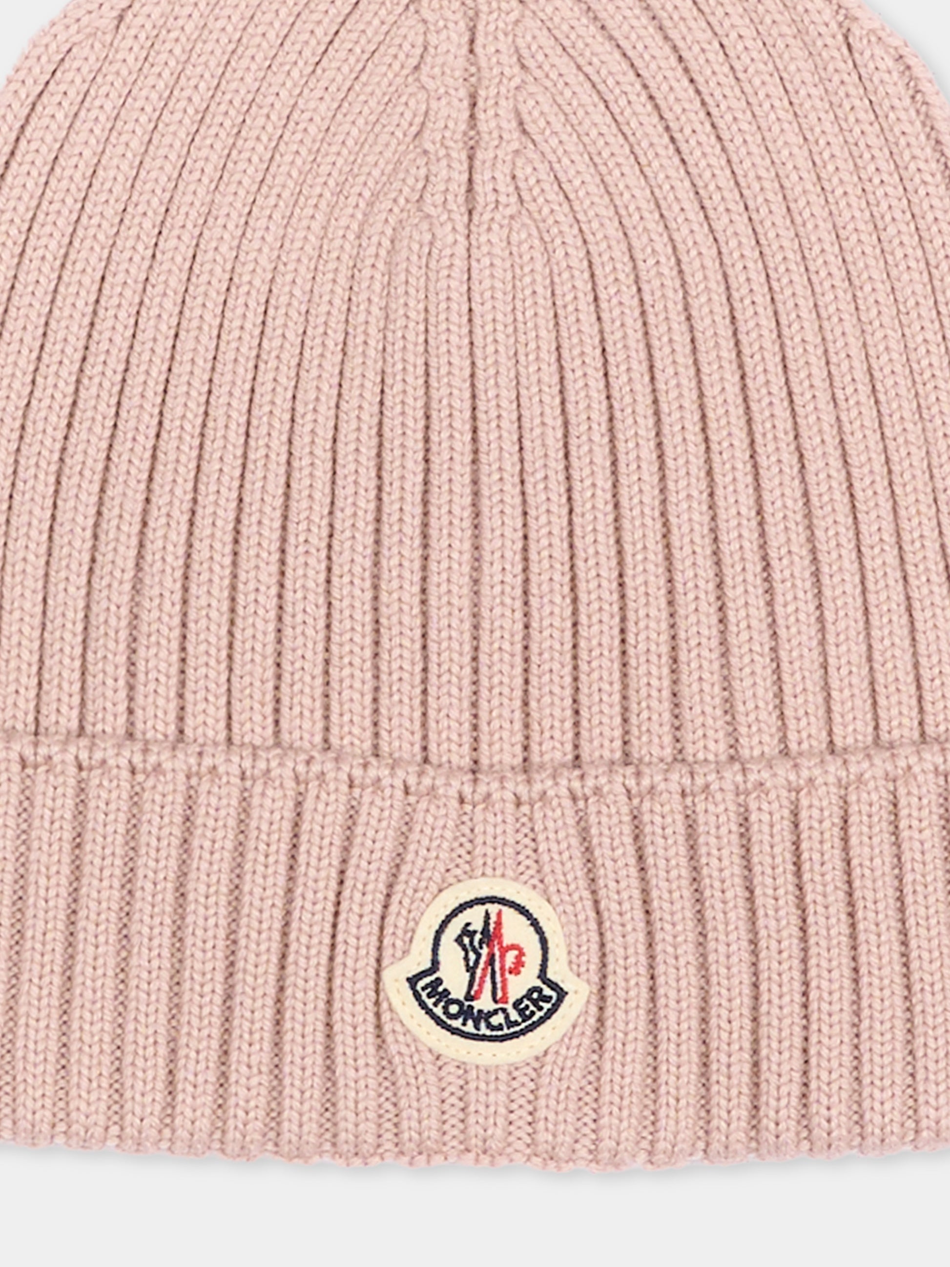 Berretto rosa per bambina con logo,Moncler Kids,L2954 3B00008 M1131 53F