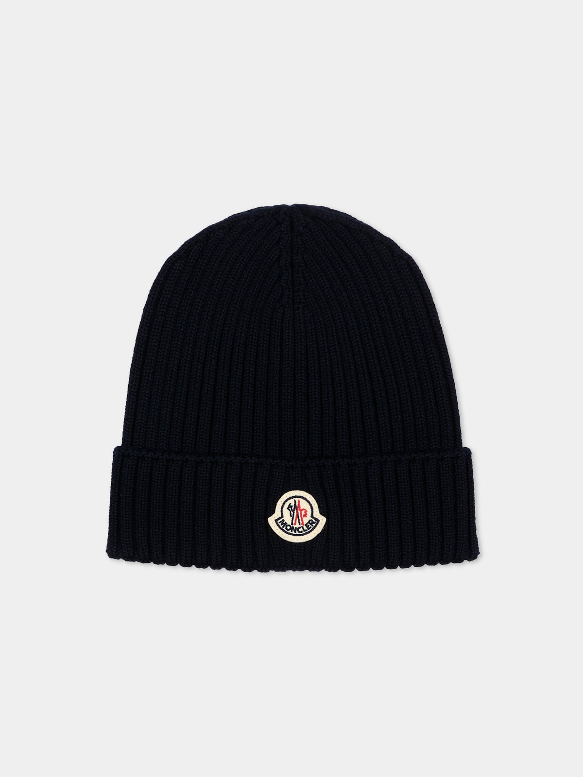 Berretto blu per bambino con logo,Moncler Kids,L2954 3B00009 M1131 742
