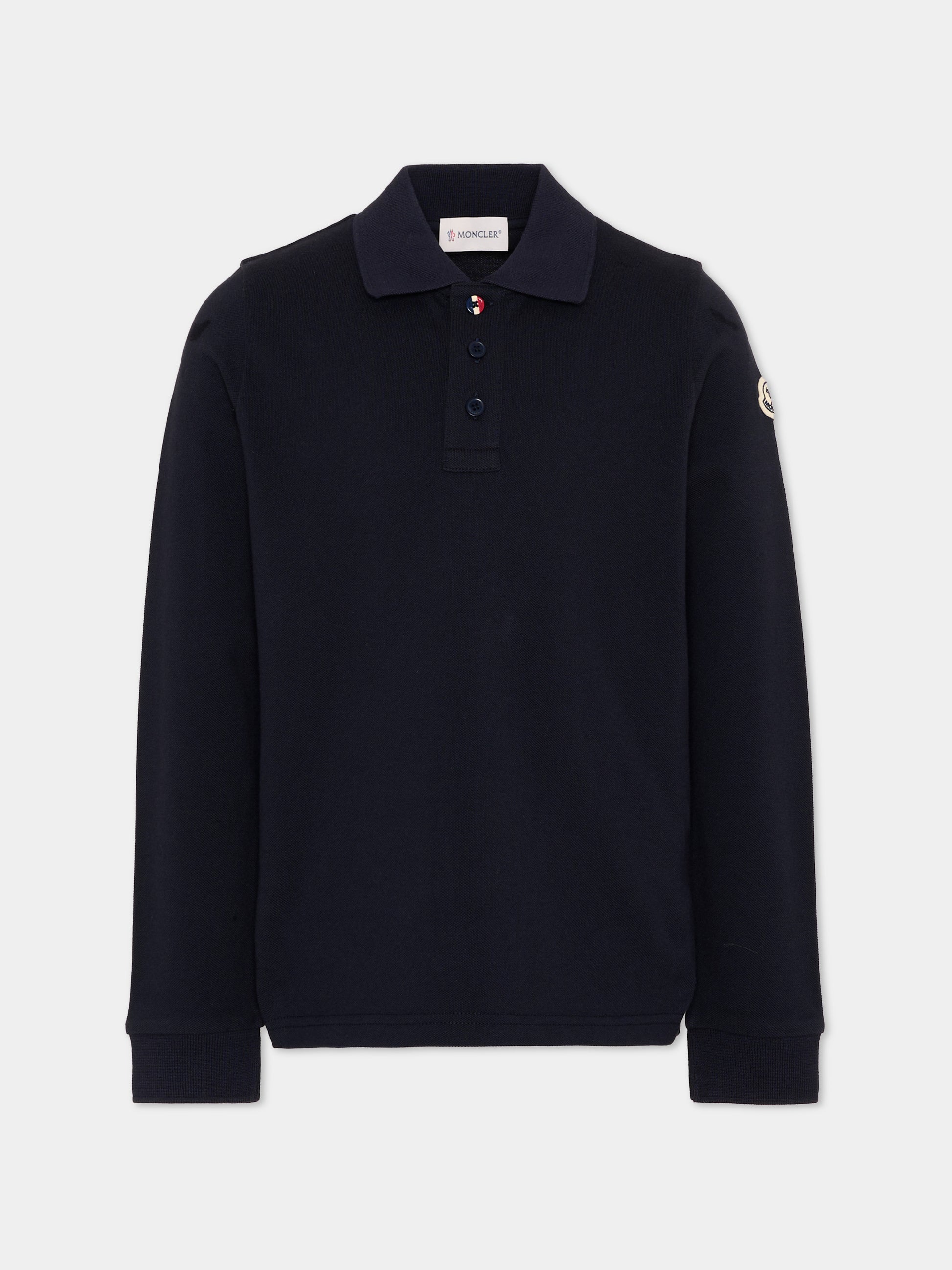 Polo blu per bambino con logo,Moncler Kids,L2954 8B00001 8496W 778