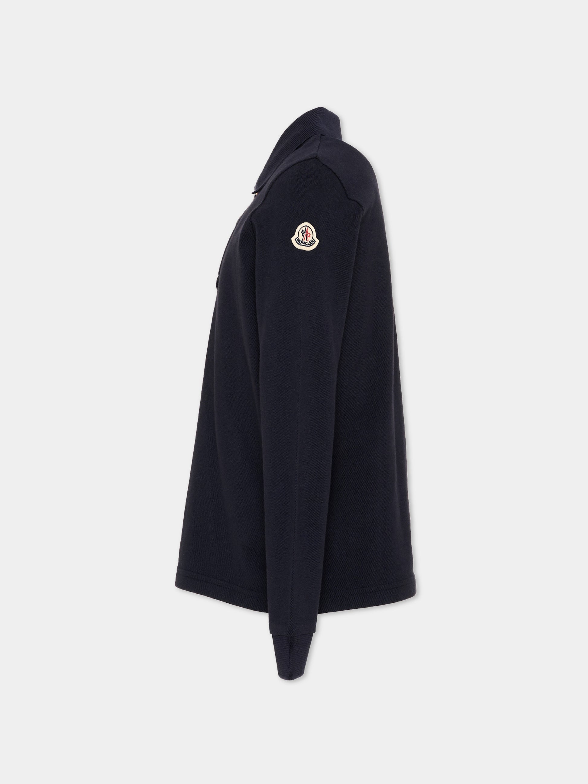 Polo blu per bambino con logo,Moncler Kids,L2954 8B00001 8496W 778