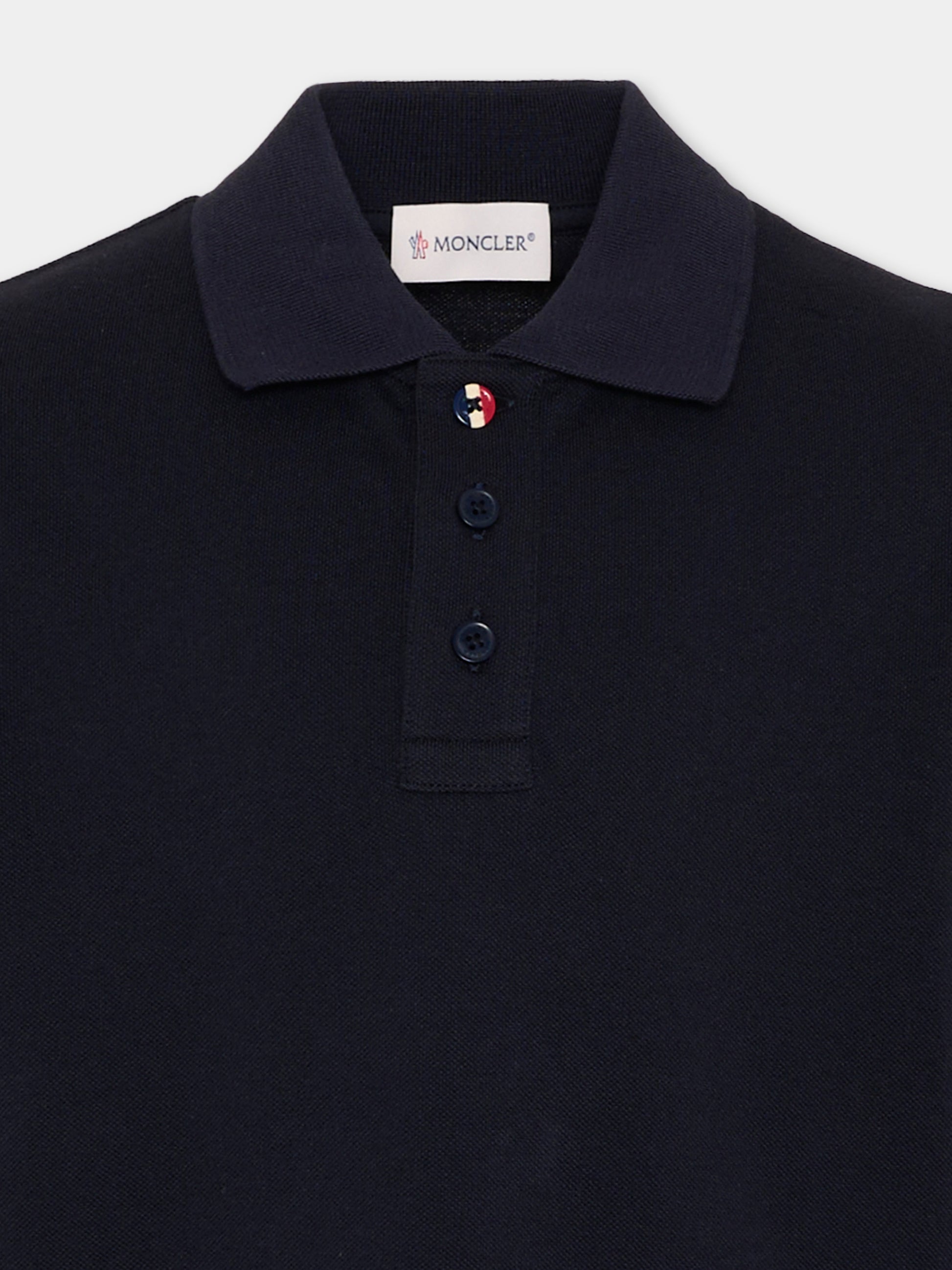 Polo blu per bambino con logo,Moncler Kids,L2954 8B00001 8496W 778
