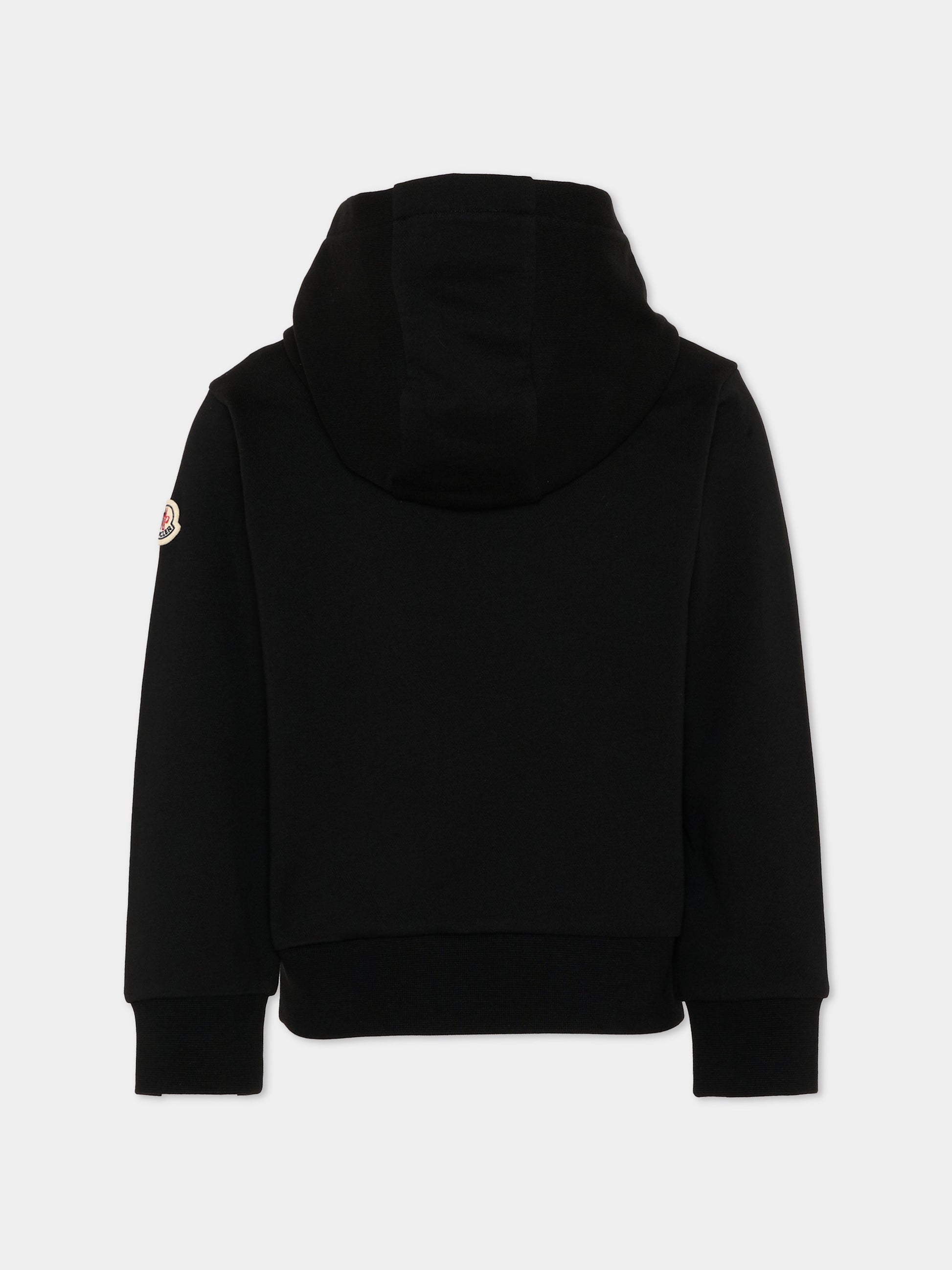 Felpa nera con cappuccio per bambino con logo,Moncler Kids,L2954 8G00006 89AKM 999
