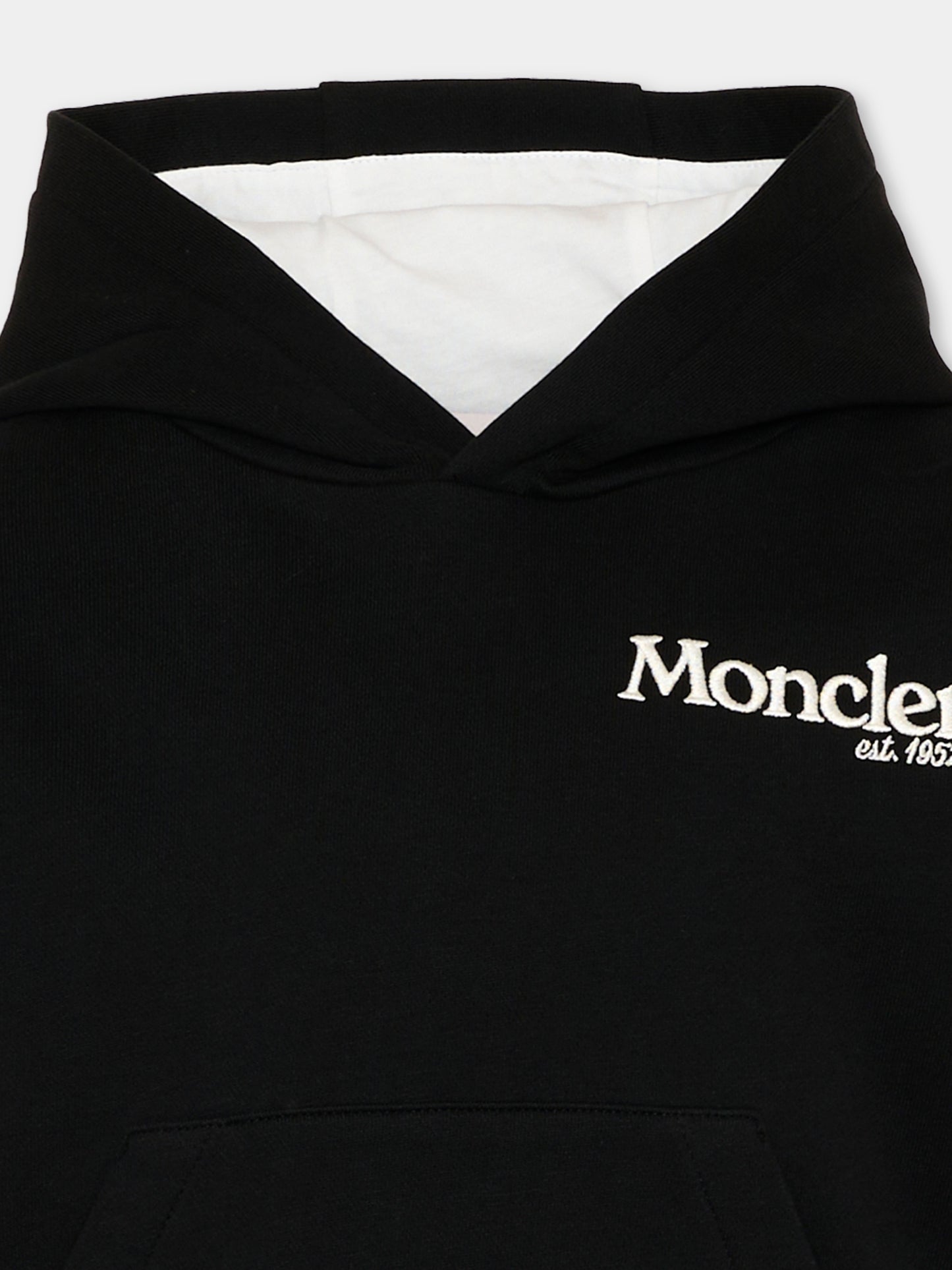 Felpa nera con cappuccio per bambino con logo,Moncler Kids,L2954 8G00006 89AKM 999