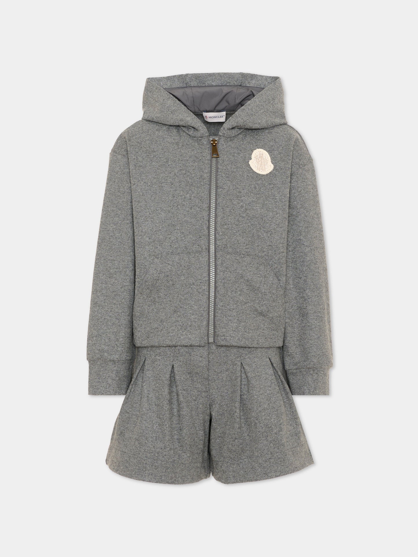 Completo sportivo grigio per bambina con logo,Moncler Kids,L2954 8M00005 89B0Y 935