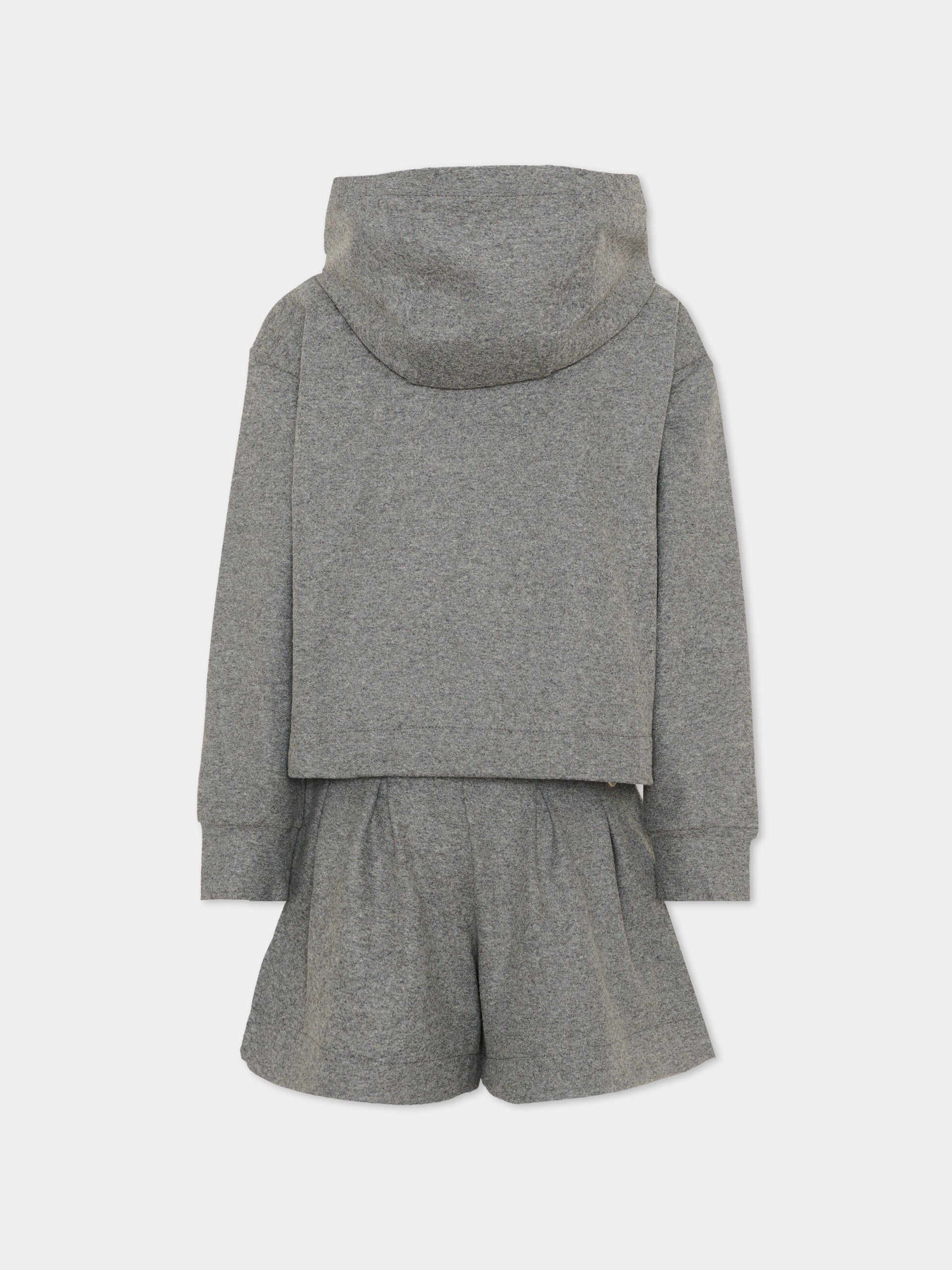 Completo sportivo grigio per bambina con logo,Moncler Kids,L2954 8M00005 89B0Y 935