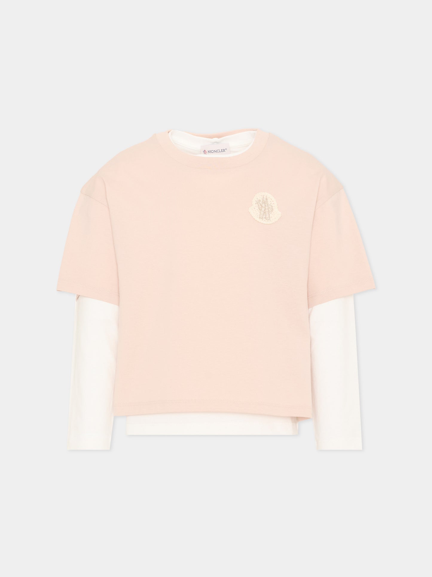 T-Shirt rosa per bambina con logo,Moncler Kids,L2954 8P00001 83907 F05