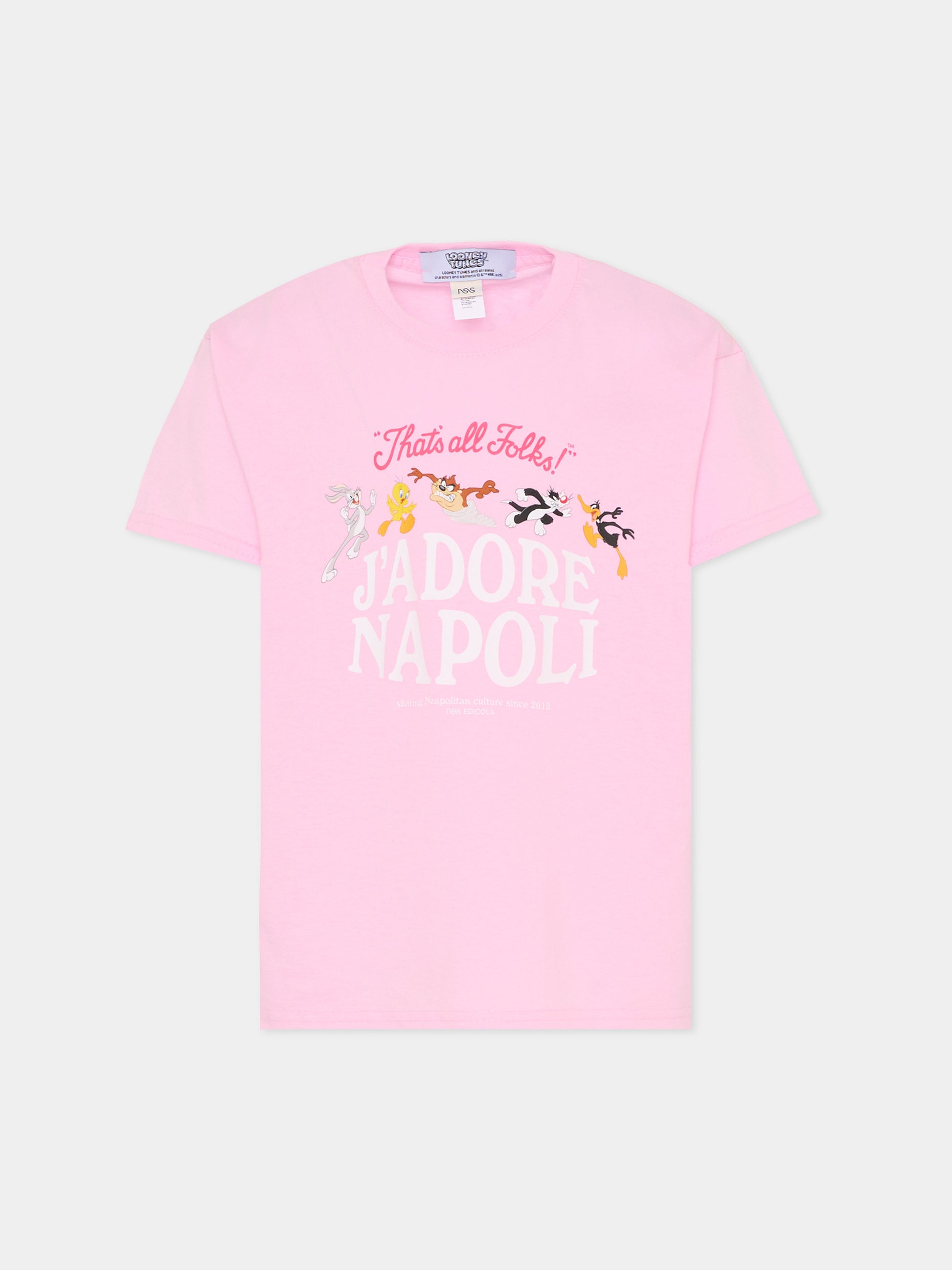 T-shirt rosa per bambina con Looney Tunes,J'adore Napoli,J'ADORE NAPOLI LOONEY TUNES T-SHIRT KIDS PINK