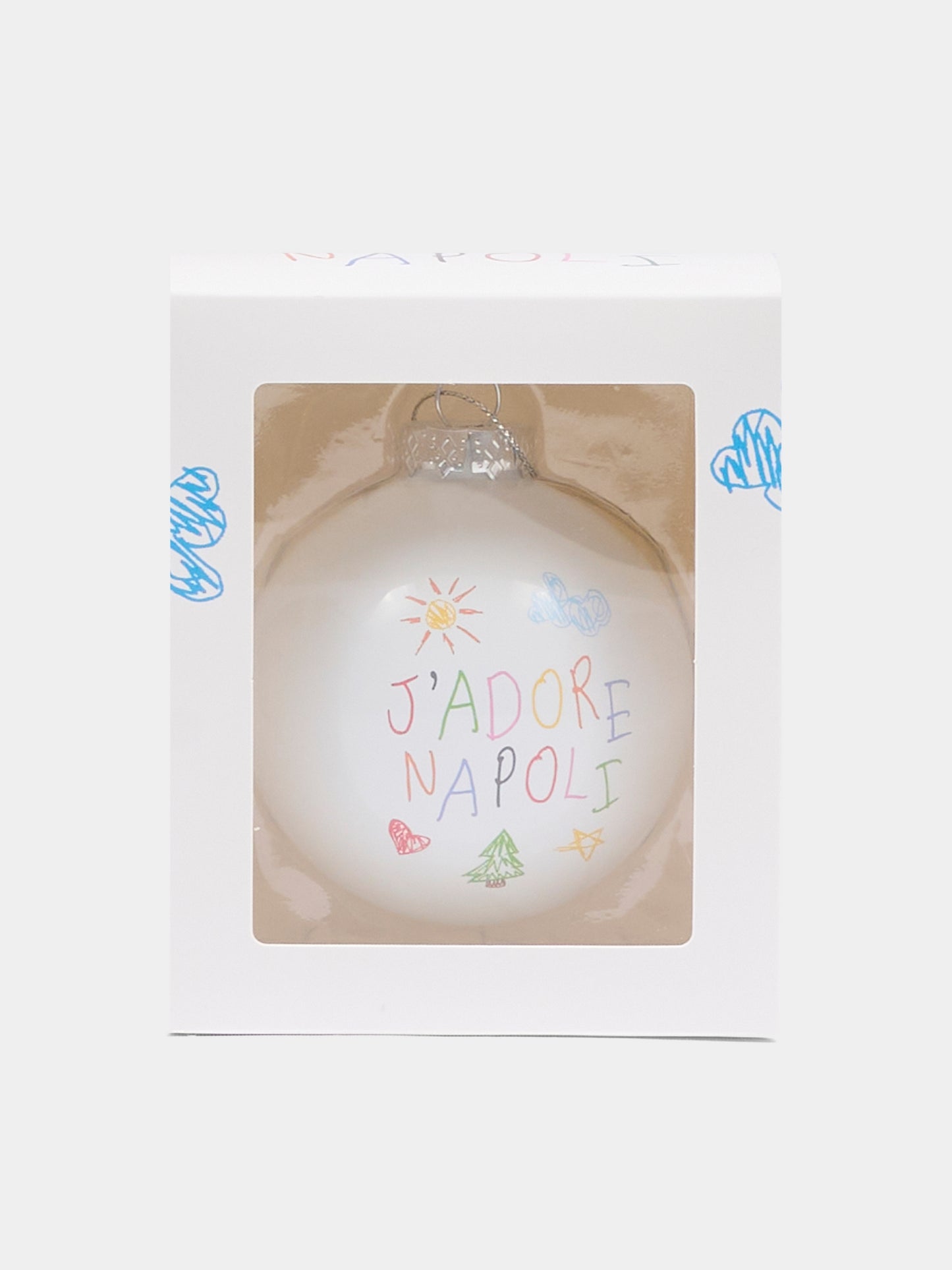 Pallina di natale bianca con disegni,J'adore Napoli,J'ADORE NAPOLI SKETCH CHRISTMAS BALL WHITE