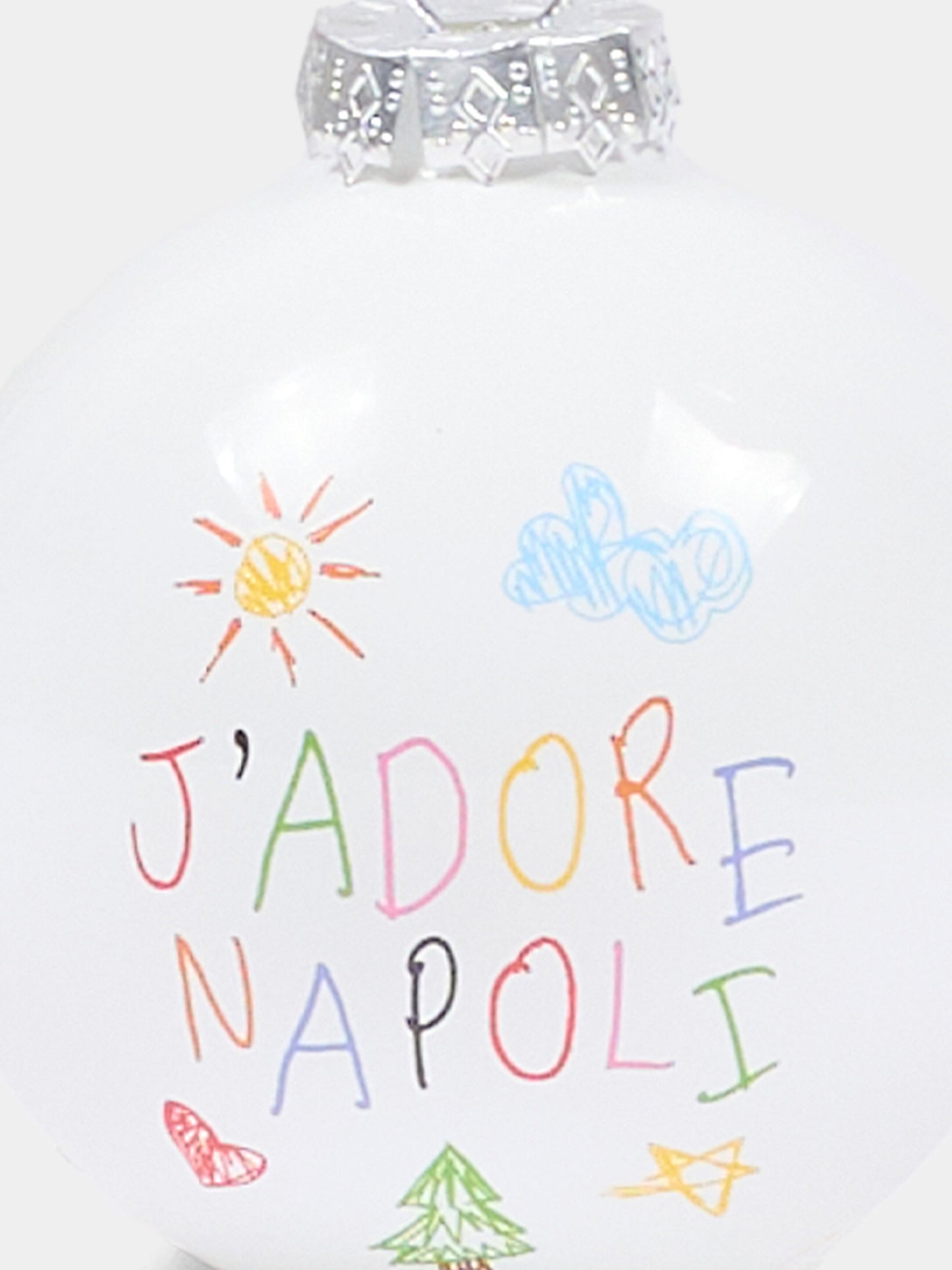 Pallina di natale bianca con disegni,J'adore Napoli,J'ADORE NAPOLI SKETCH CHRISTMAS BALL WHITE