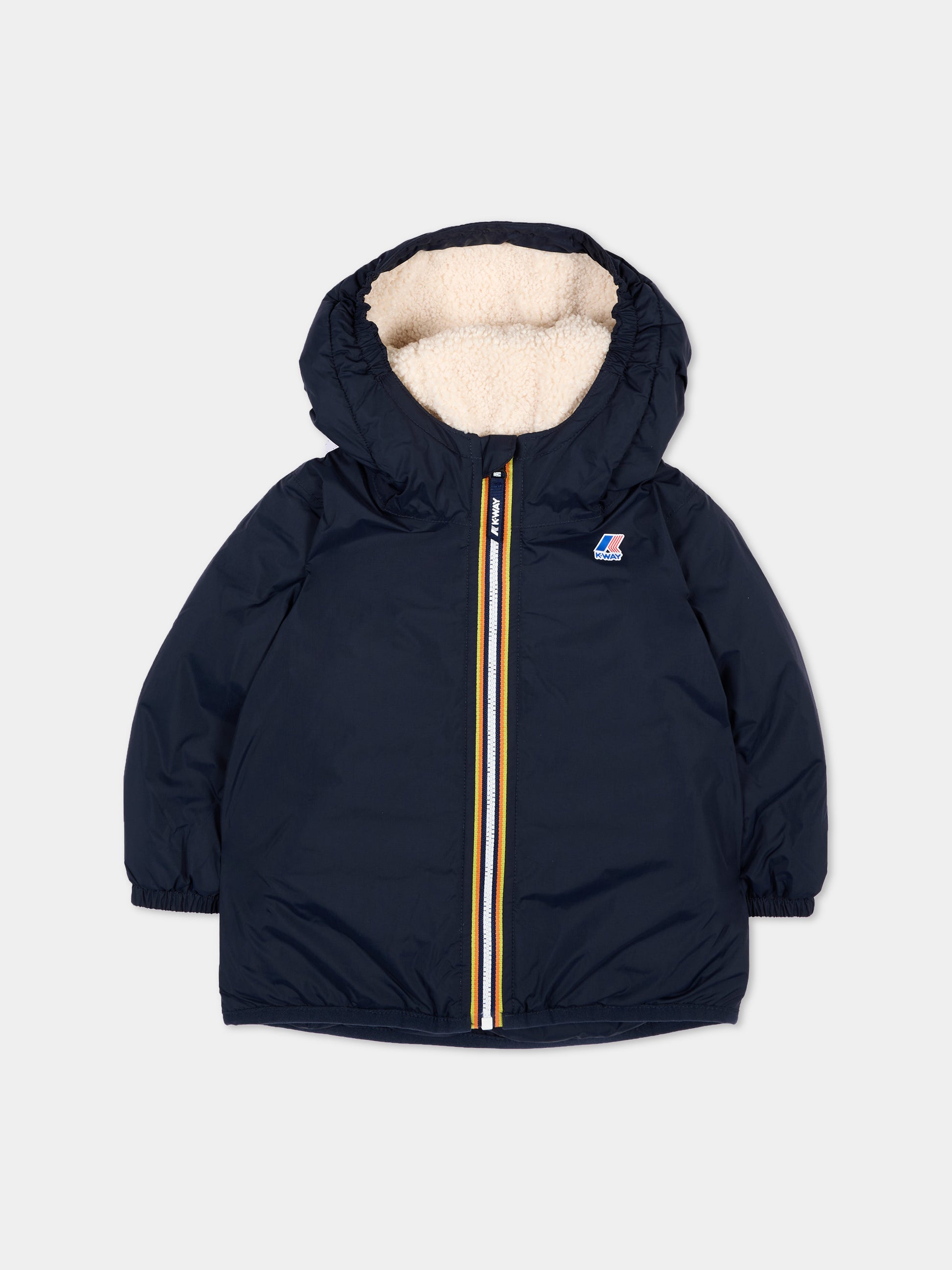 Piumino blu Claudine Orsetto per neonati con logo,K-way,K7142RW K89