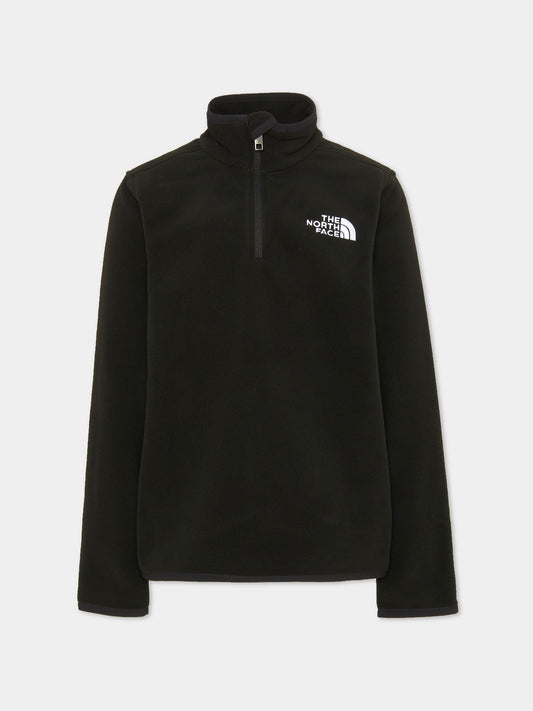 Felpa girocollo nera con mezza zip per bambino,The North Face Kids,NF0A8CVGJK31